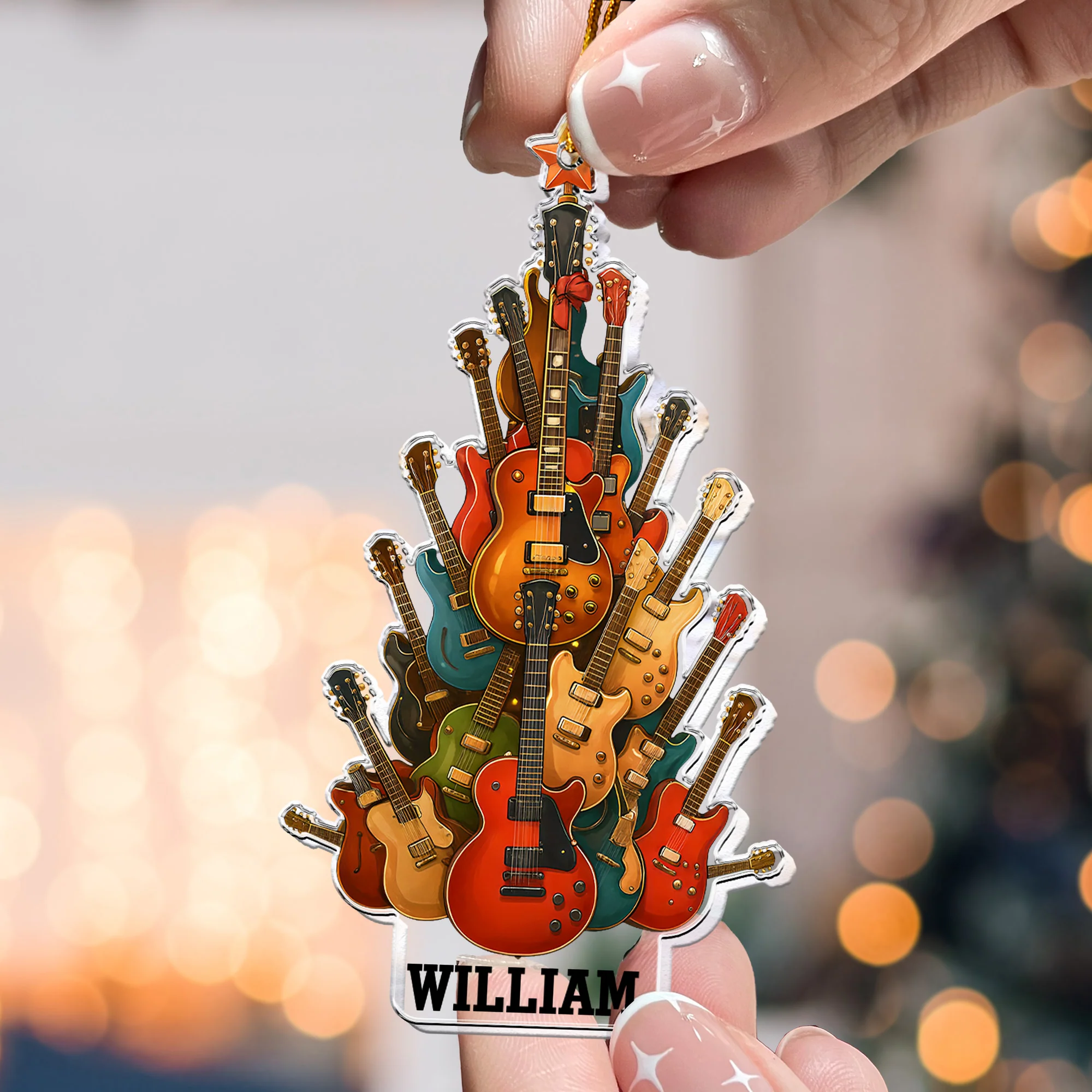Guitar Christmas Tree - Personalized Acrylic Ornament - Image 2