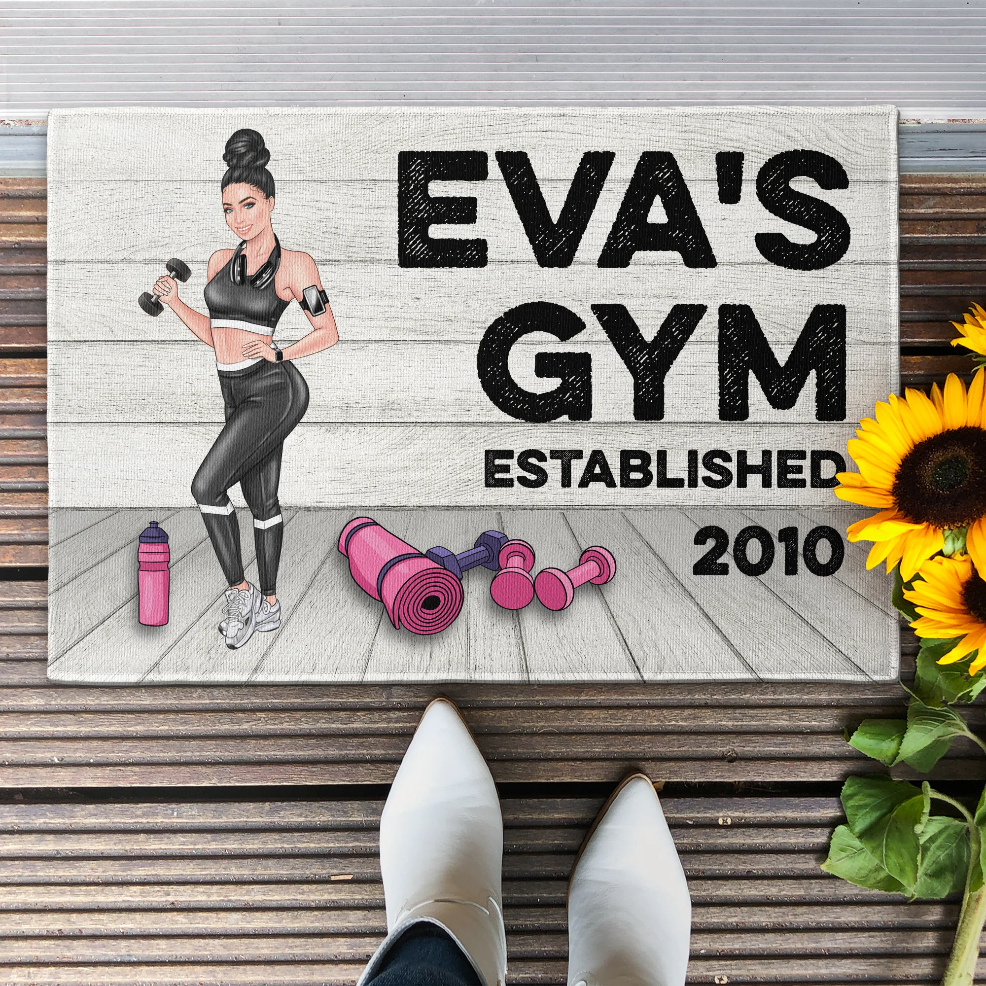 Gym Sign – Personalized Doormat – Gift For Fitness Lovers – Fitness Girl - Image 2