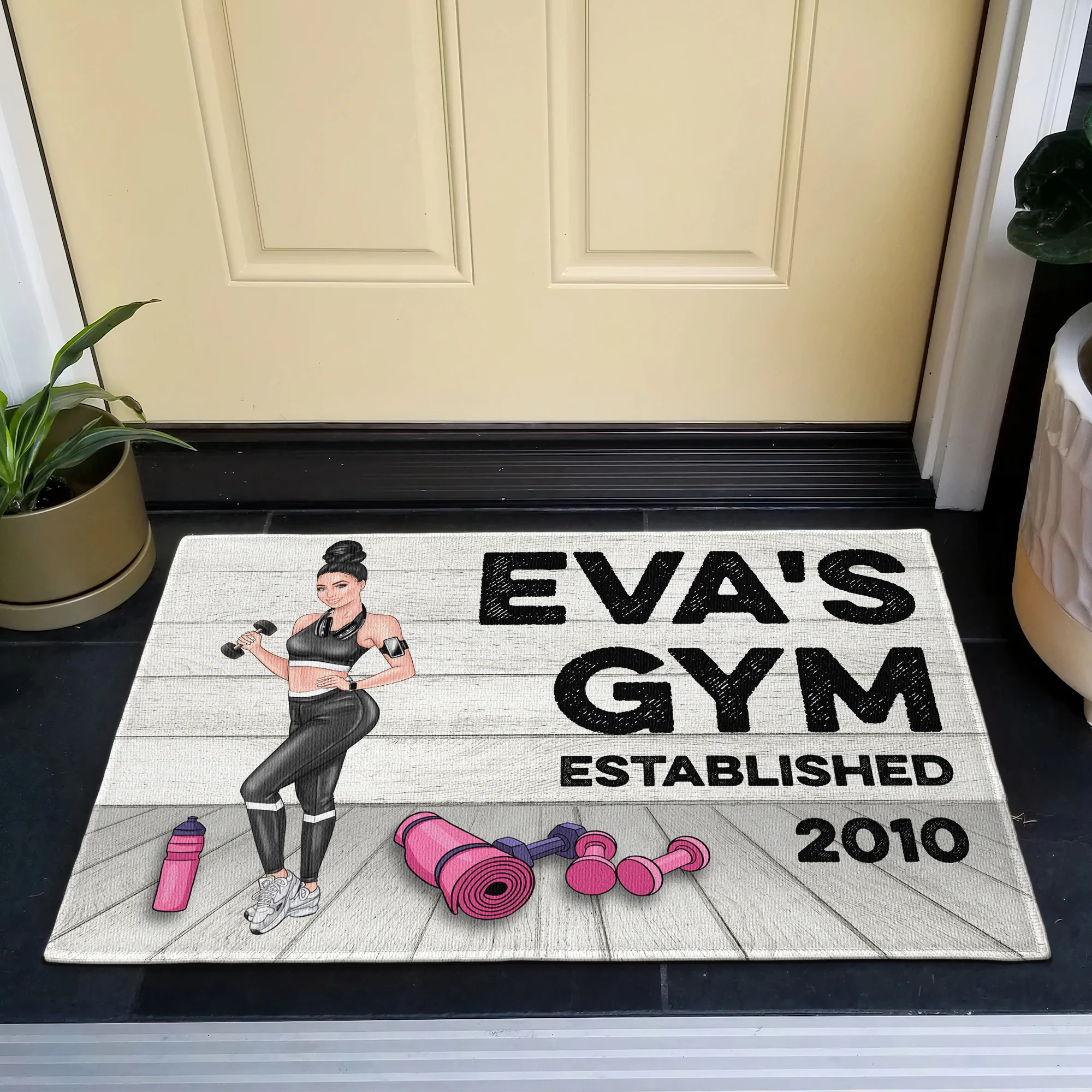 Gym Sign – Personalized Doormat – Gift For Fitness Lovers – Fitness Girl - Image 3