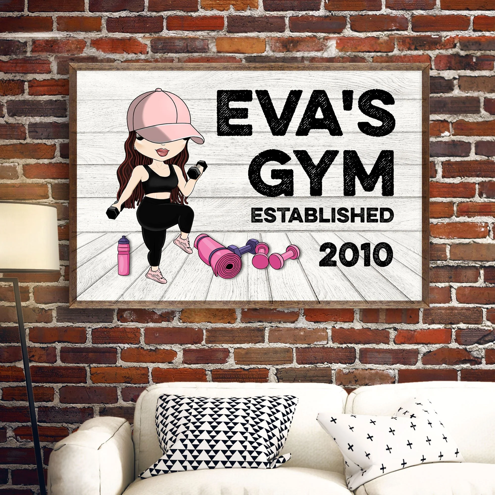 Gym Sign - Personalized Poster/Wrapped Canvas - Gift For Gymer - Cute Fitness Girl - Image 3