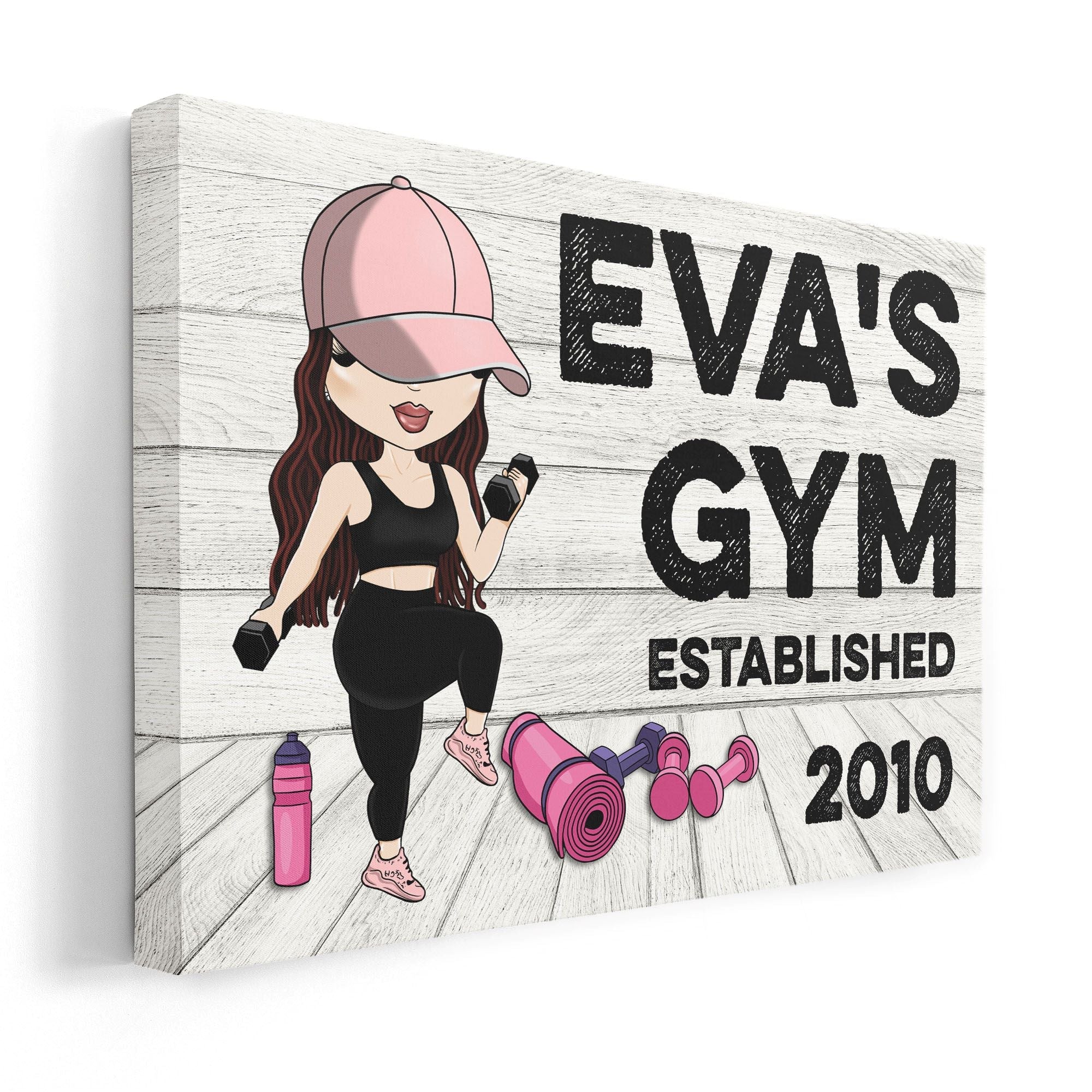 Gym Sign - Personalized Poster/Wrapped Canvas - Gift For Gymer - Cute Fitness Girl - Image 4