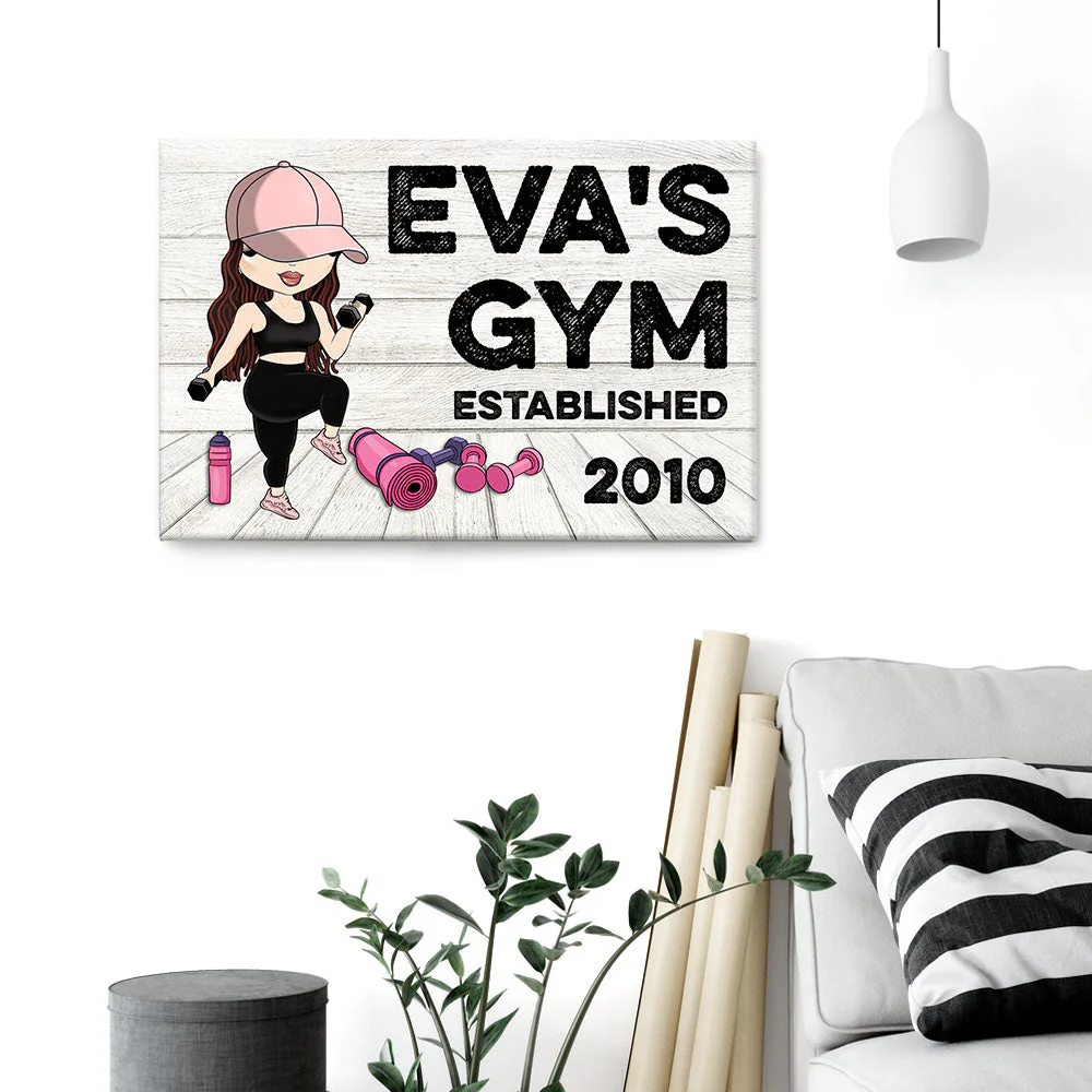 Gym Sign - Personalized Poster/Wrapped Canvas - Gift For Gymer - Cute Fitness Girl - Image 6