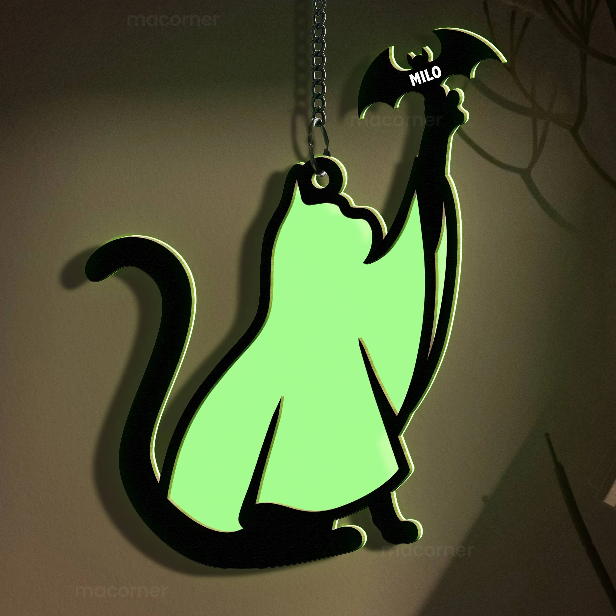 Halloween Ghost Cat - Personalized Window Hanging Luminous Ornament - Image 5