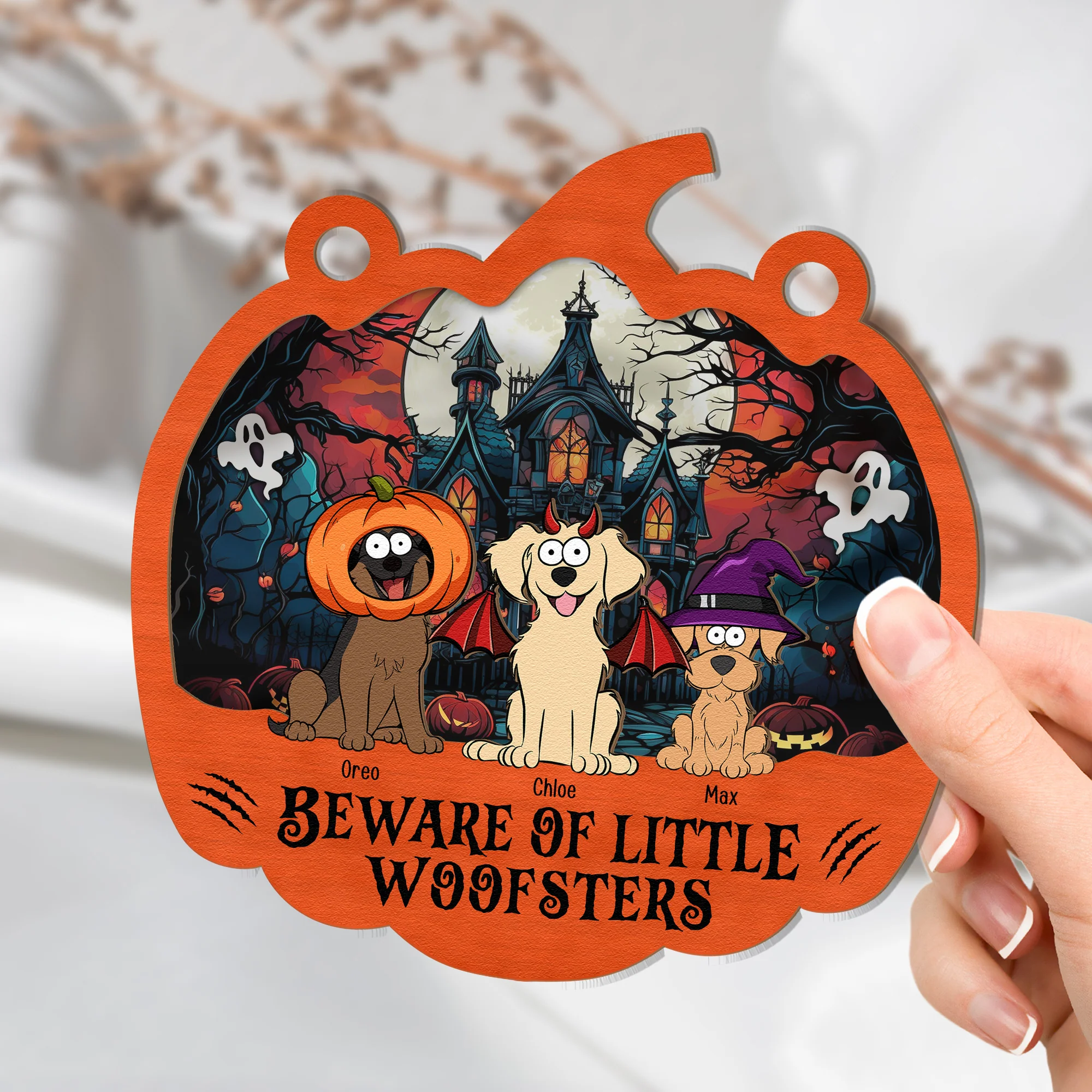 Halloween Pet Little Monsters - Personalized Window Hanging Suncatcher Ornament - Image 2