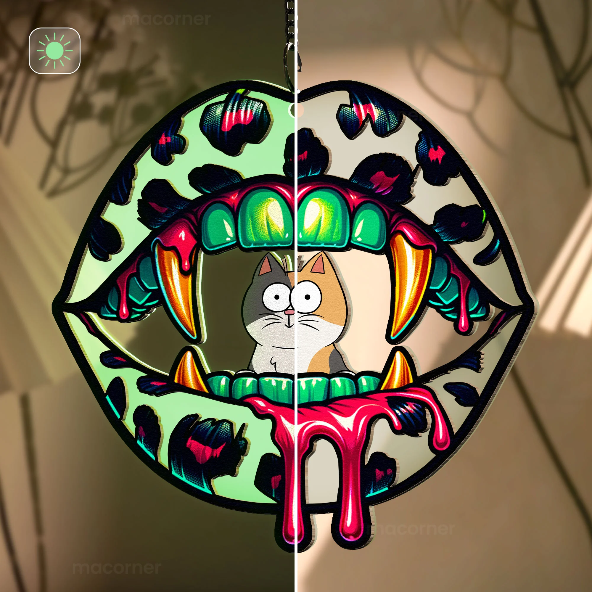 Halloween Wild Bite - Personalized Window Hanging Luminous Ornament - Image 4