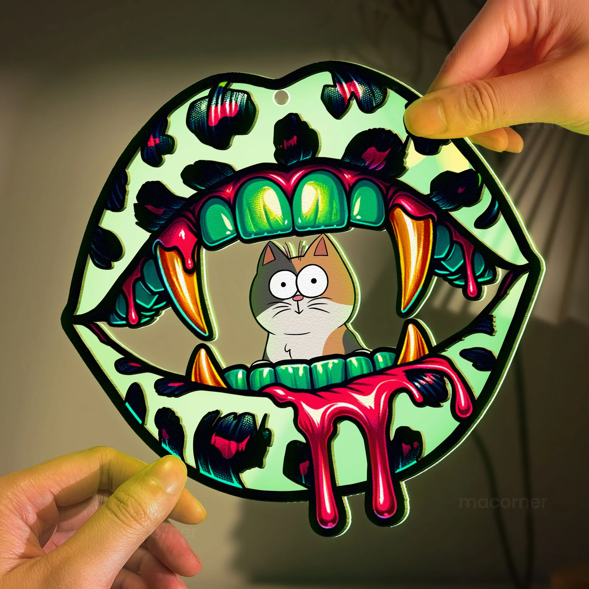 Halloween Wild Bite - Personalized Window Hanging Luminous Ornament - Image 5