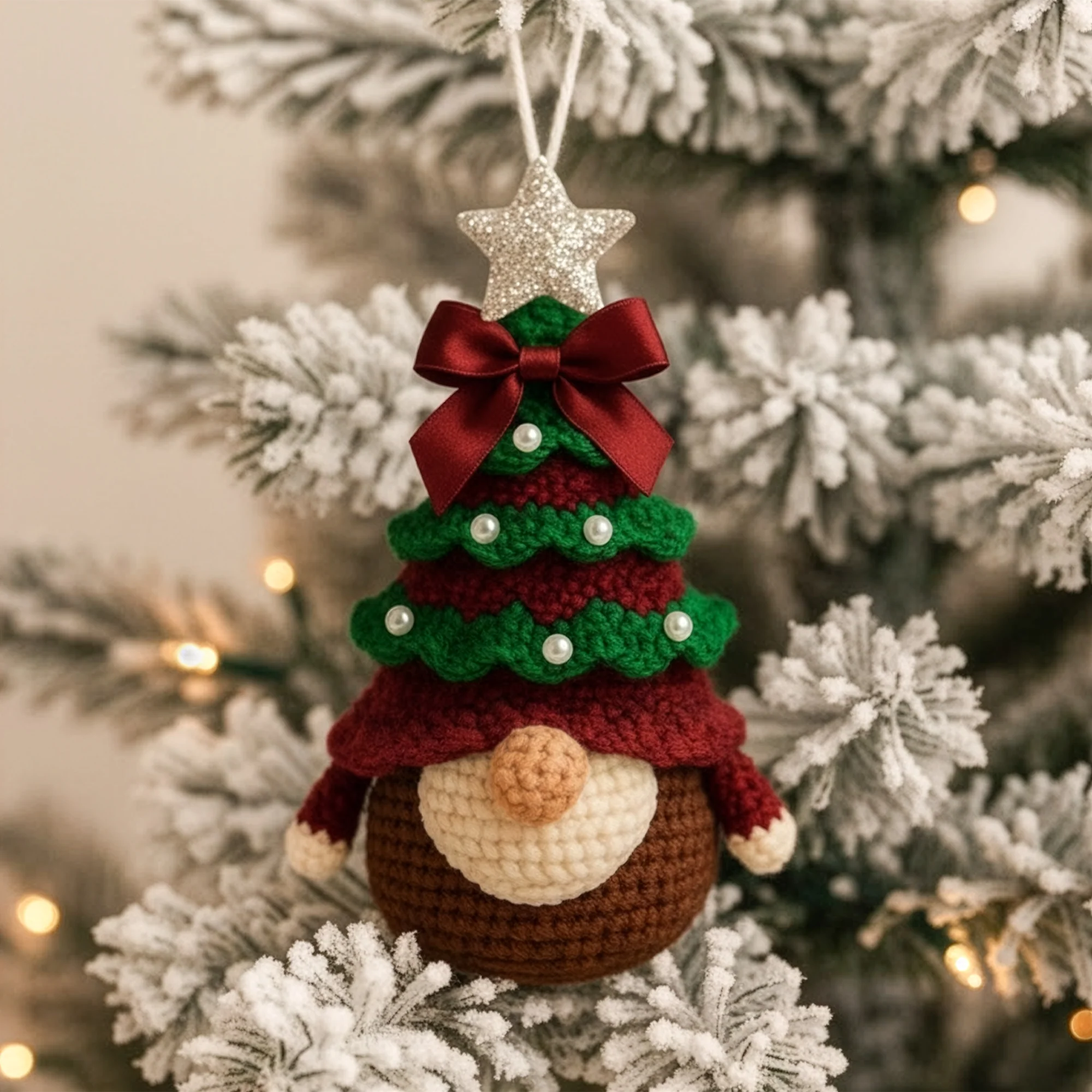 Handmade Christmas Gnome Set - Personalized Crochet Ornament - Image 2