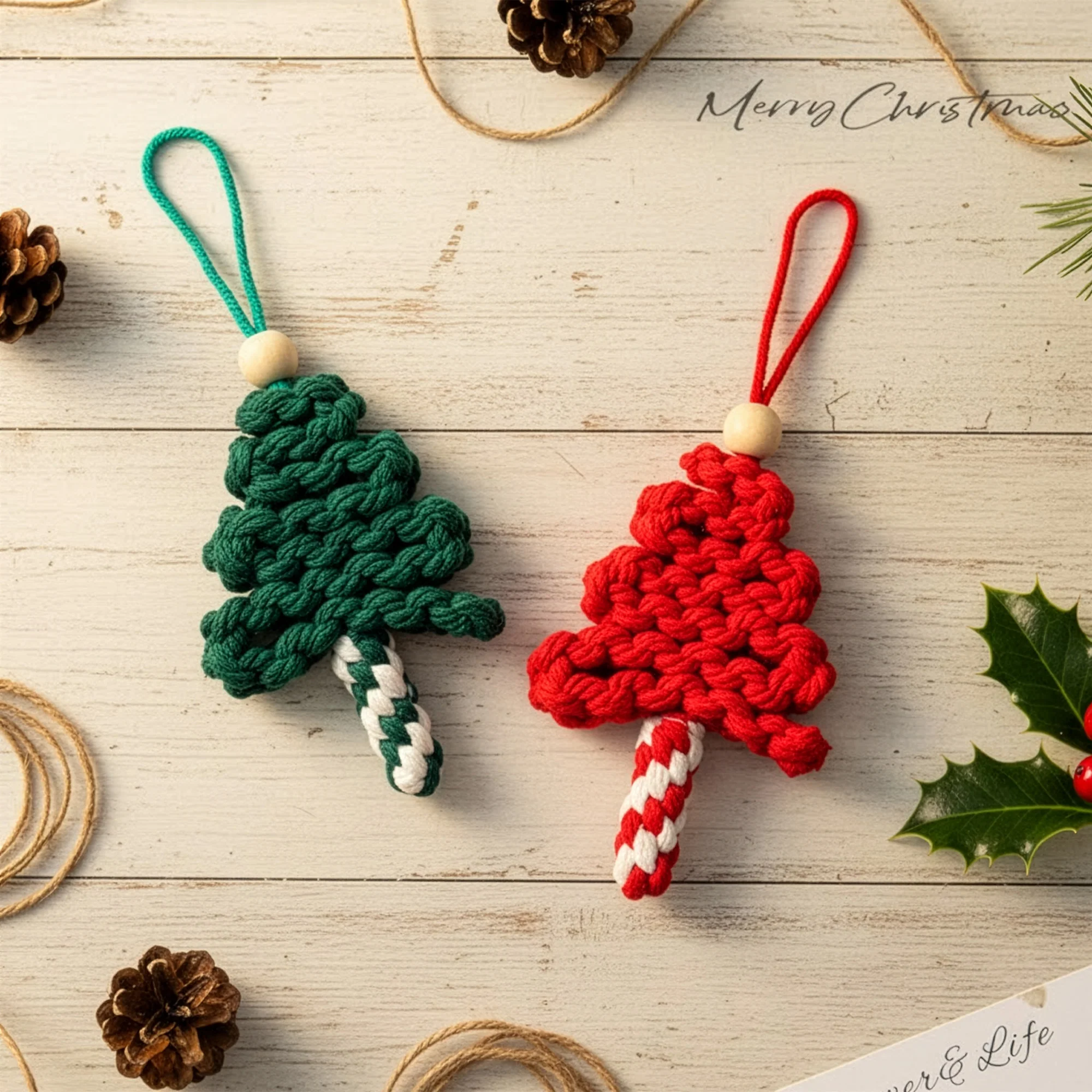 Handmade Chunky Yarn Christmas Tree - Crochet Ornament - Image 4