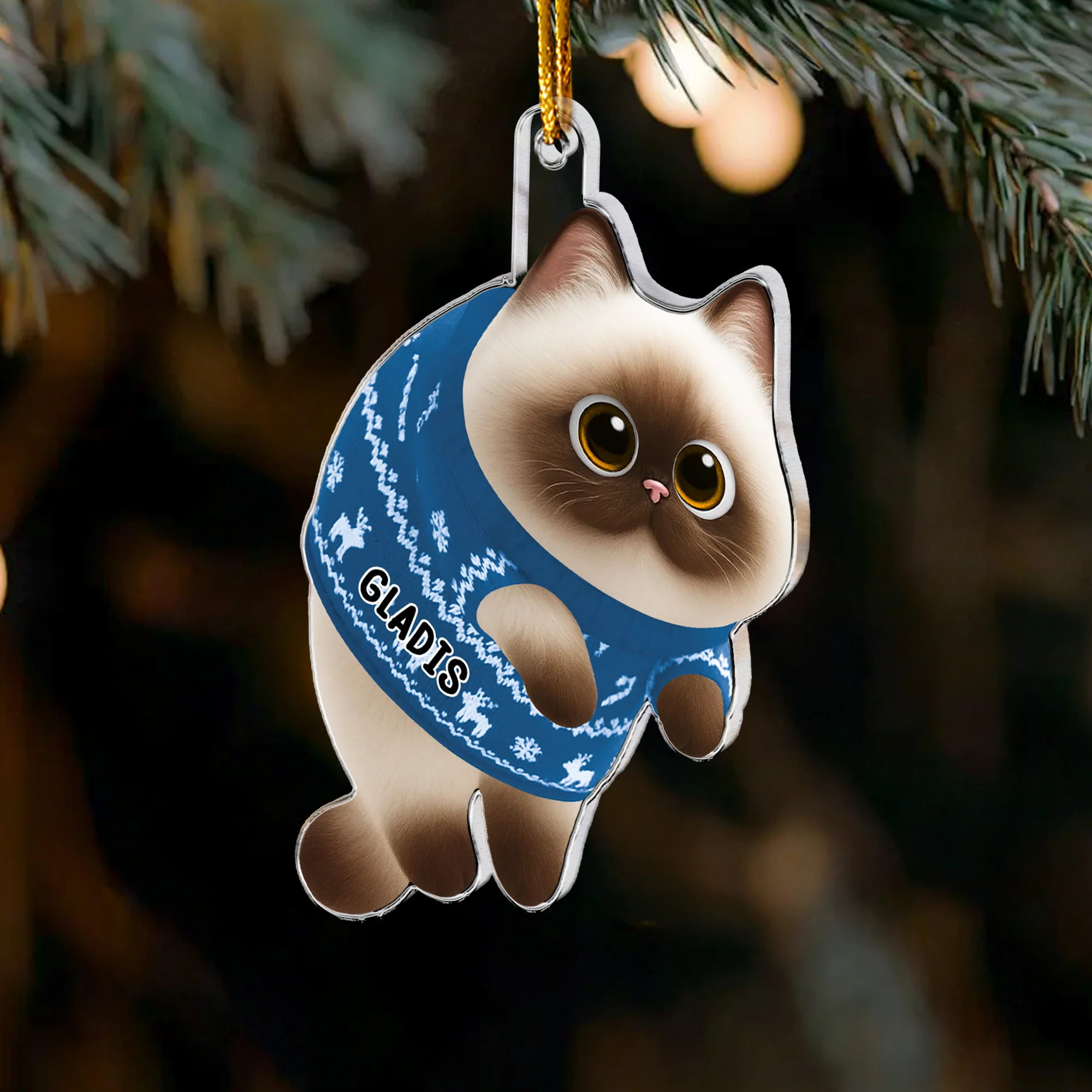 Hanging Cat - New Version - Personalized Acrylic Ornament - Image 3
