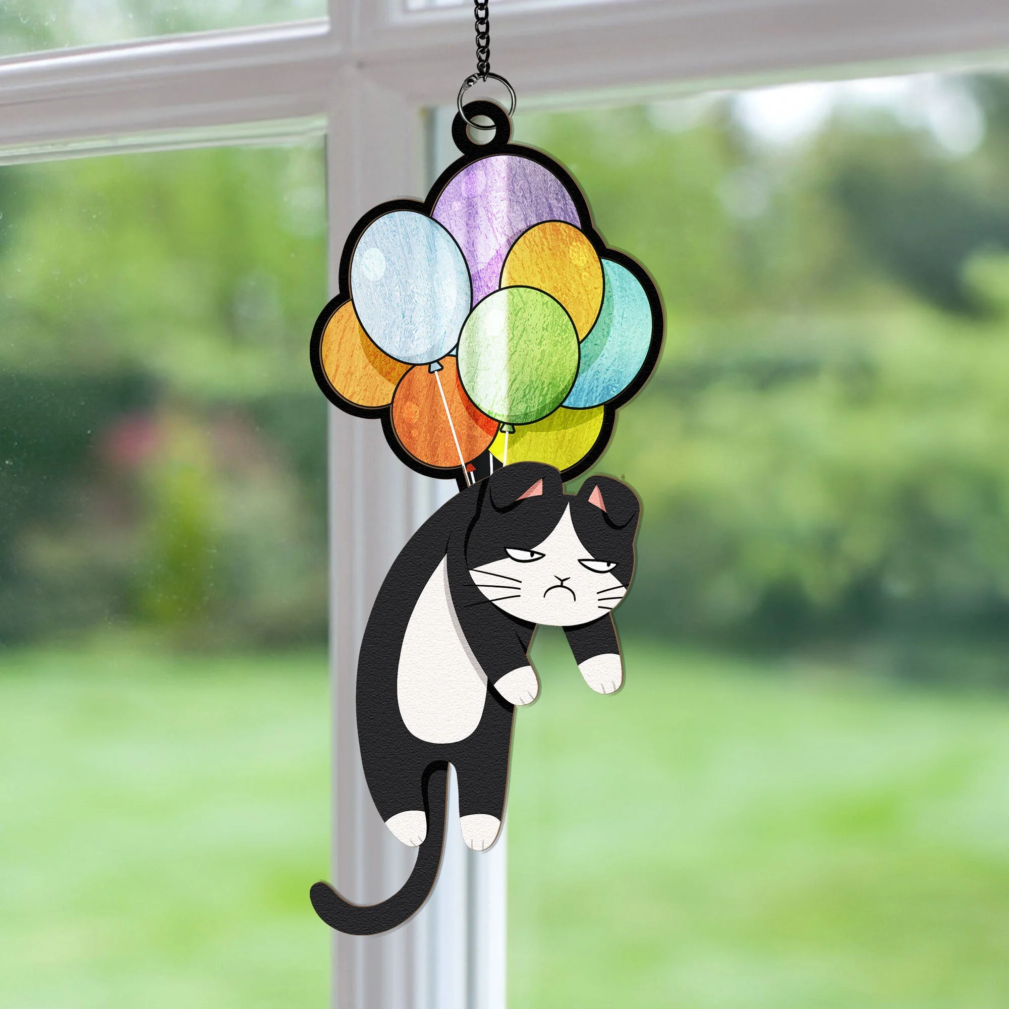 Hanging Cat - Personalized Window Hanging Suncatcher Ornament - Image 3