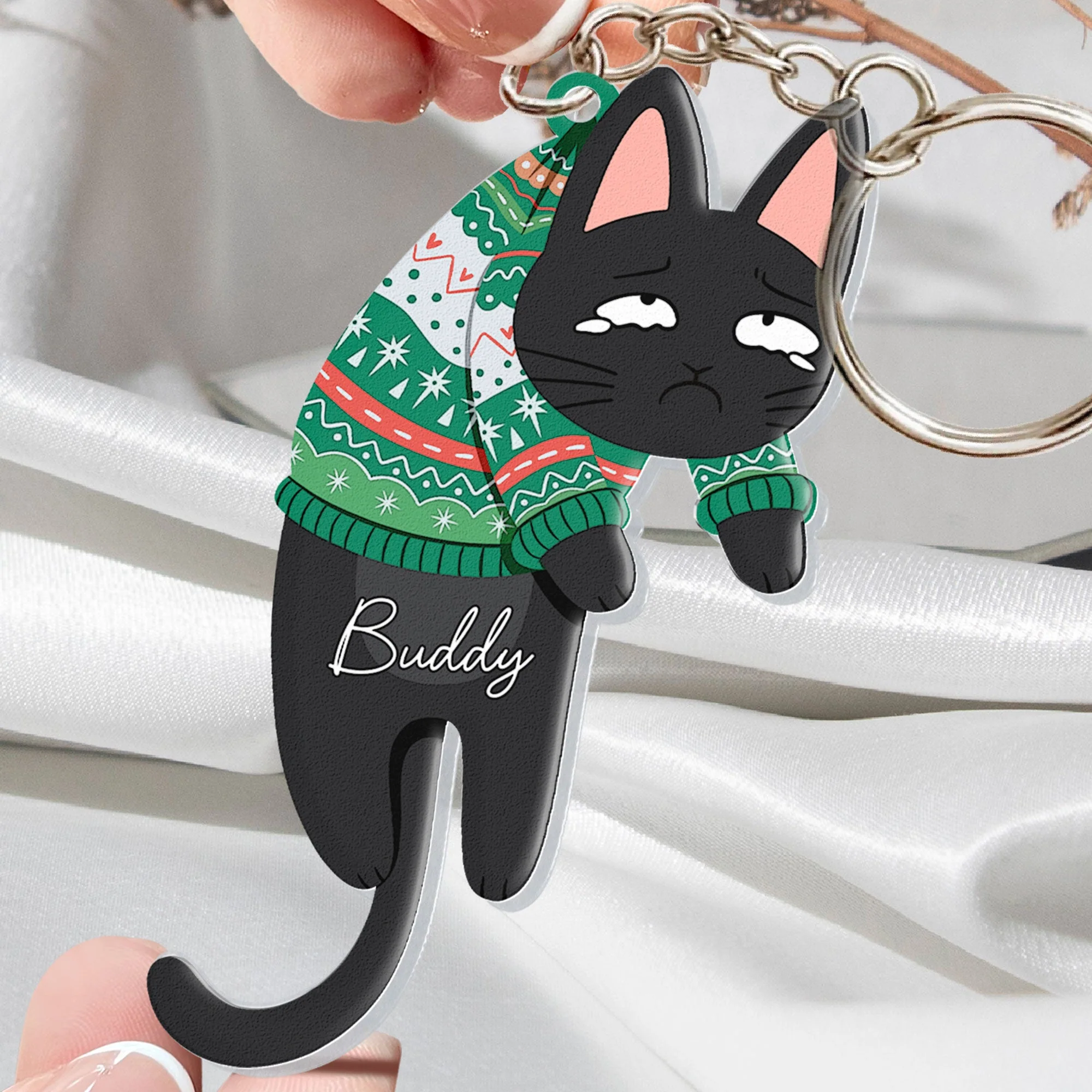 Hanging Cats - Limited Edition - Personalized Acrylic Keychain - Image 2