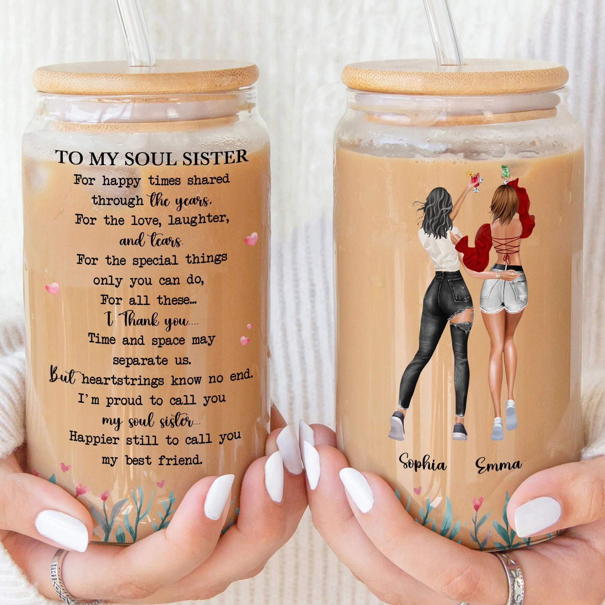Happier Still To Call You My Best Friend. - Personalized Clear Glass Cup - Image 3