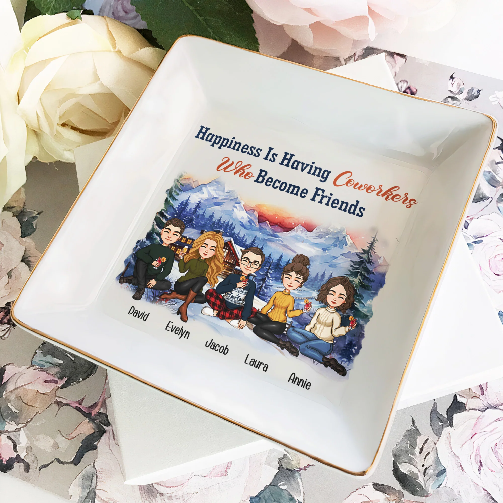 Happiness Is Having Coworkers Who Become Friends - Personalized Jewelry Dish - Image 2