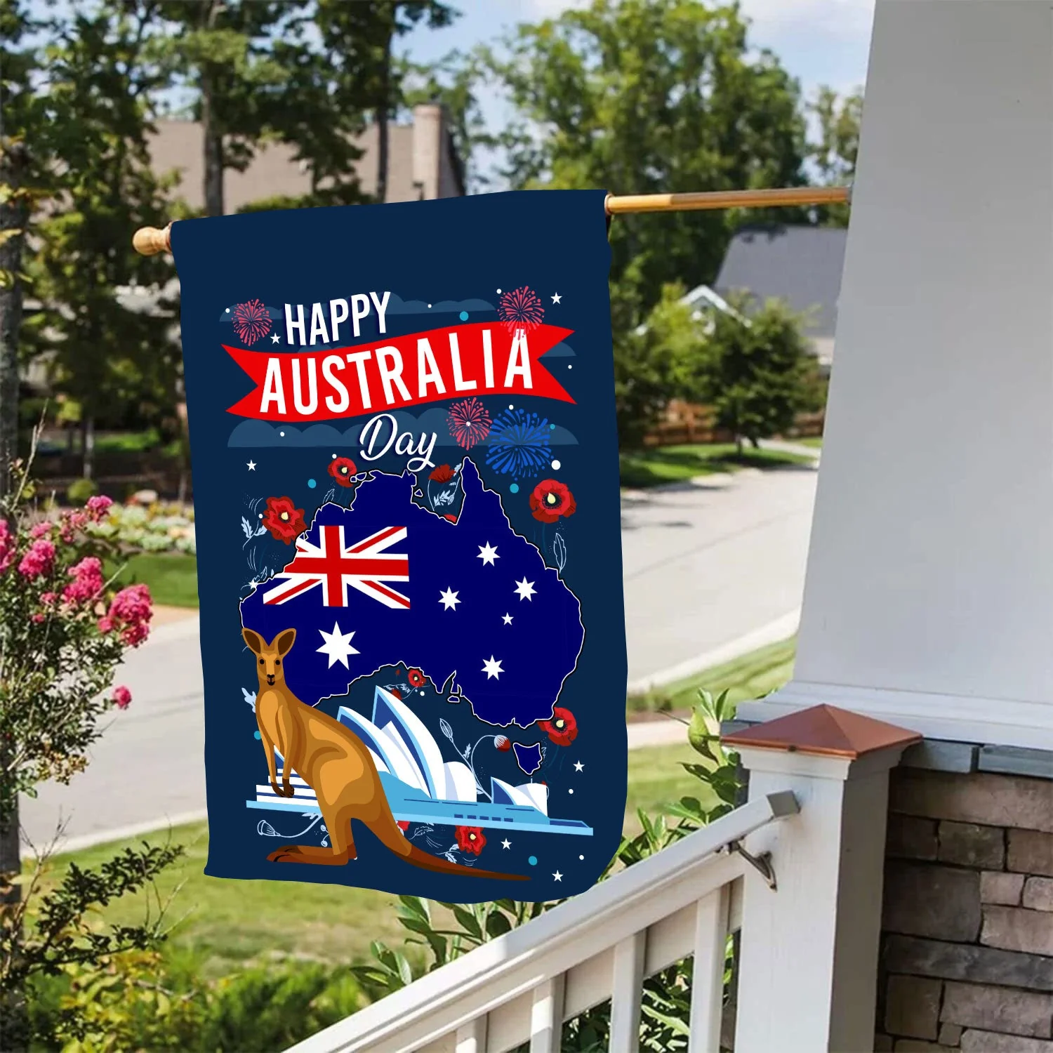 Happy Australia Day Australian Animal Firework - Personalized Flag - Image 6