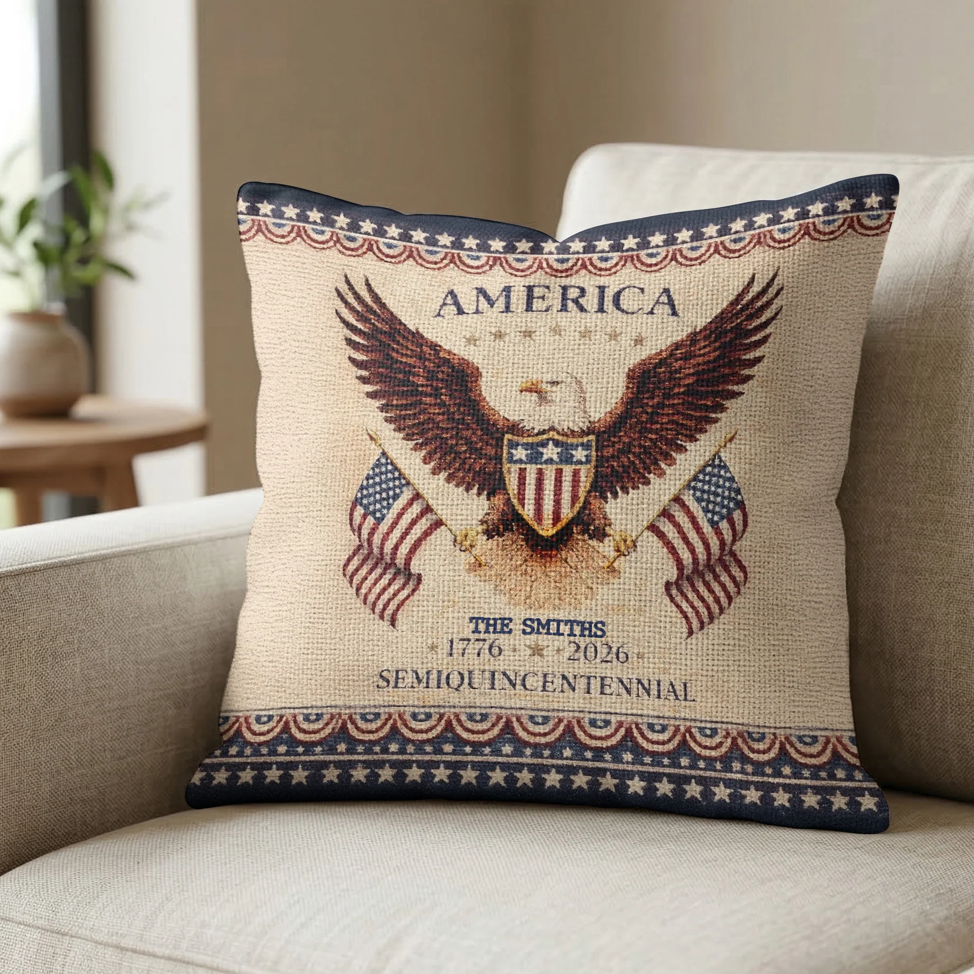 Happy Birthday America 250th Semiquincentennial Patriotic - Personalized Pillow Cover
