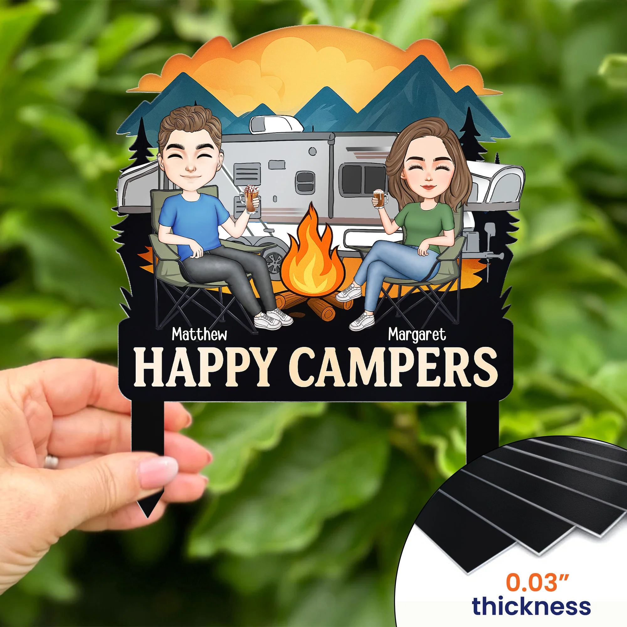 Happy Campers Welcome To Our Campsite - Personalized Metal Garden Stake - Image 3