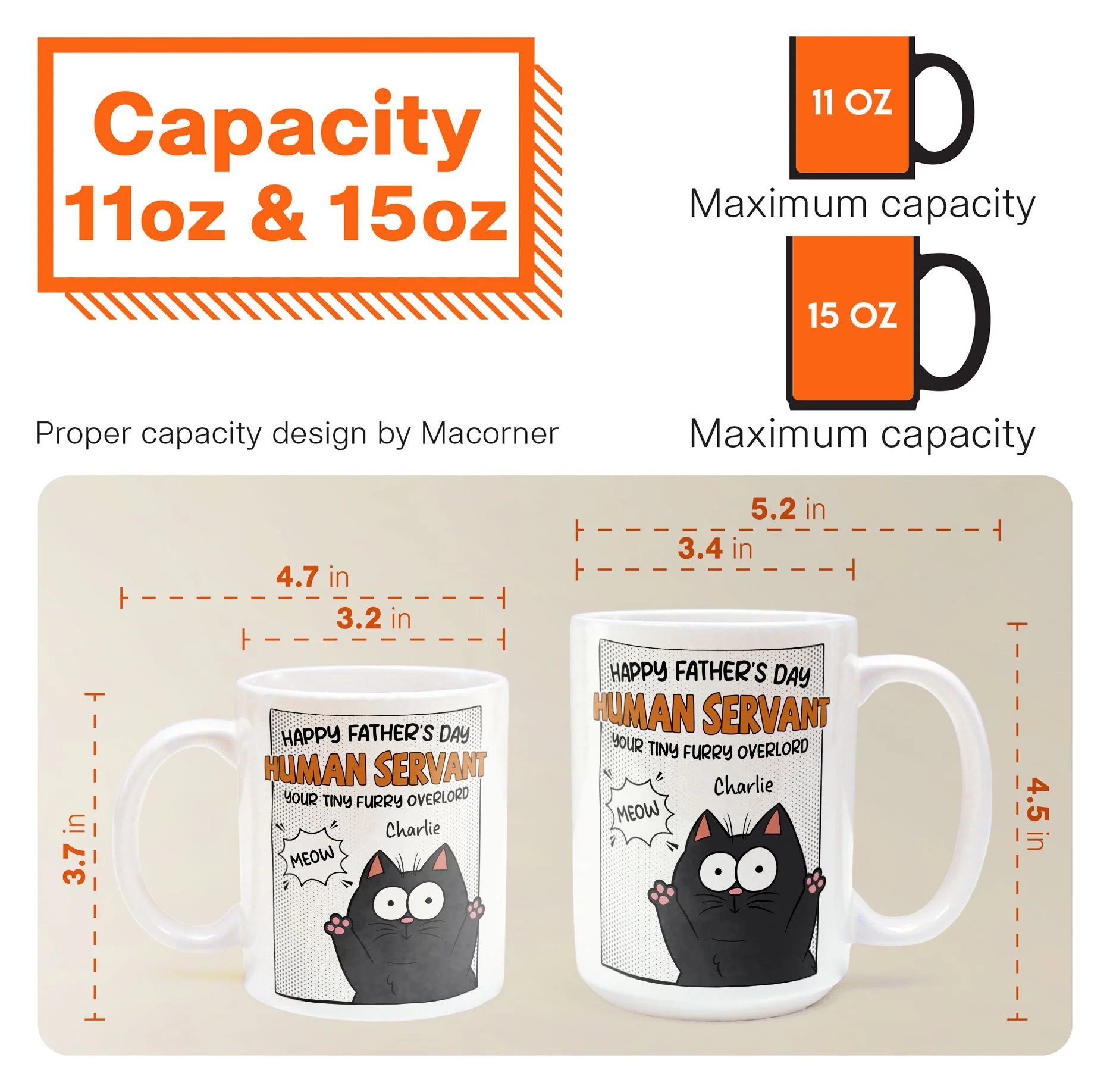 Happy Father's Day Human Servant - Personalized Mug for Cat Dad - Image 7