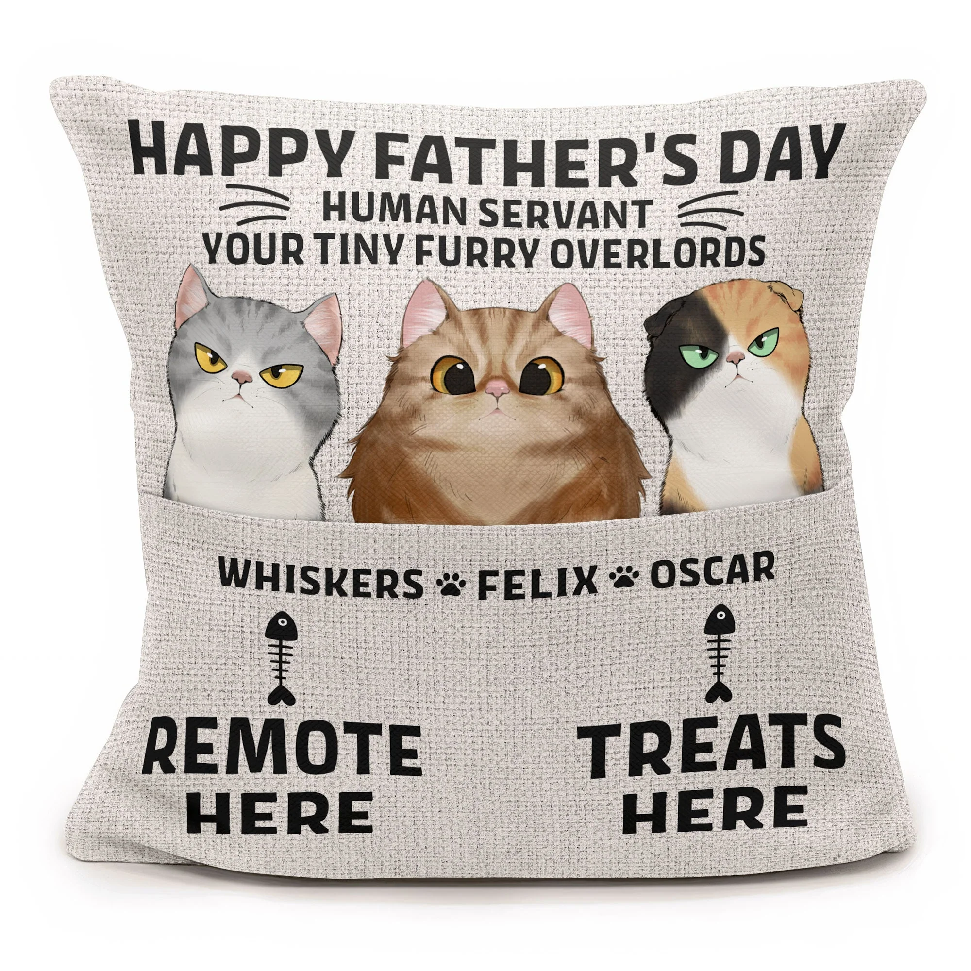 Happy Father's Day Human Servant - Personalized Pocket Pillow (Insert Included) - Image 2