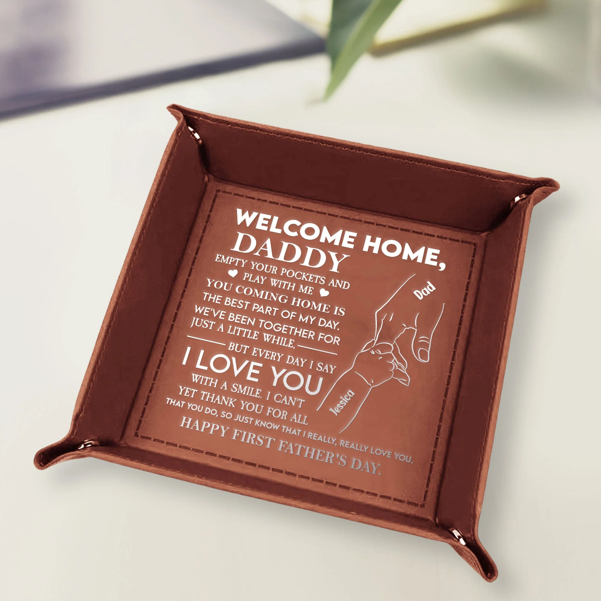 Happy First Father's Day From Baby - Personalized Leather Valet Tray - Image 2