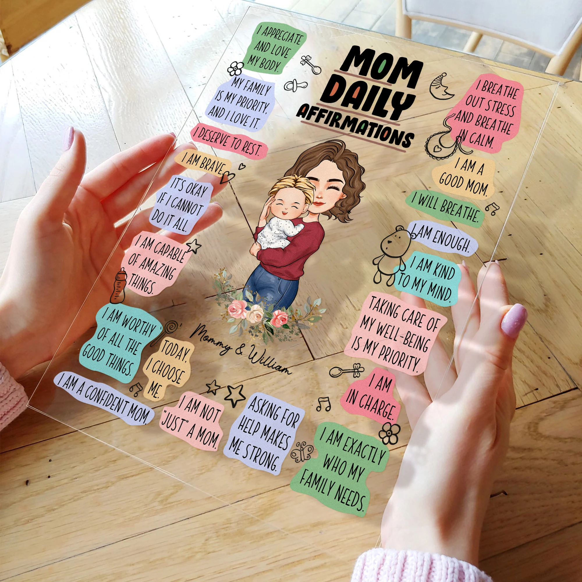 Happy First Mother's Day Mom Daily Affirmations - Personalized Acrylic Plaque - Image 4