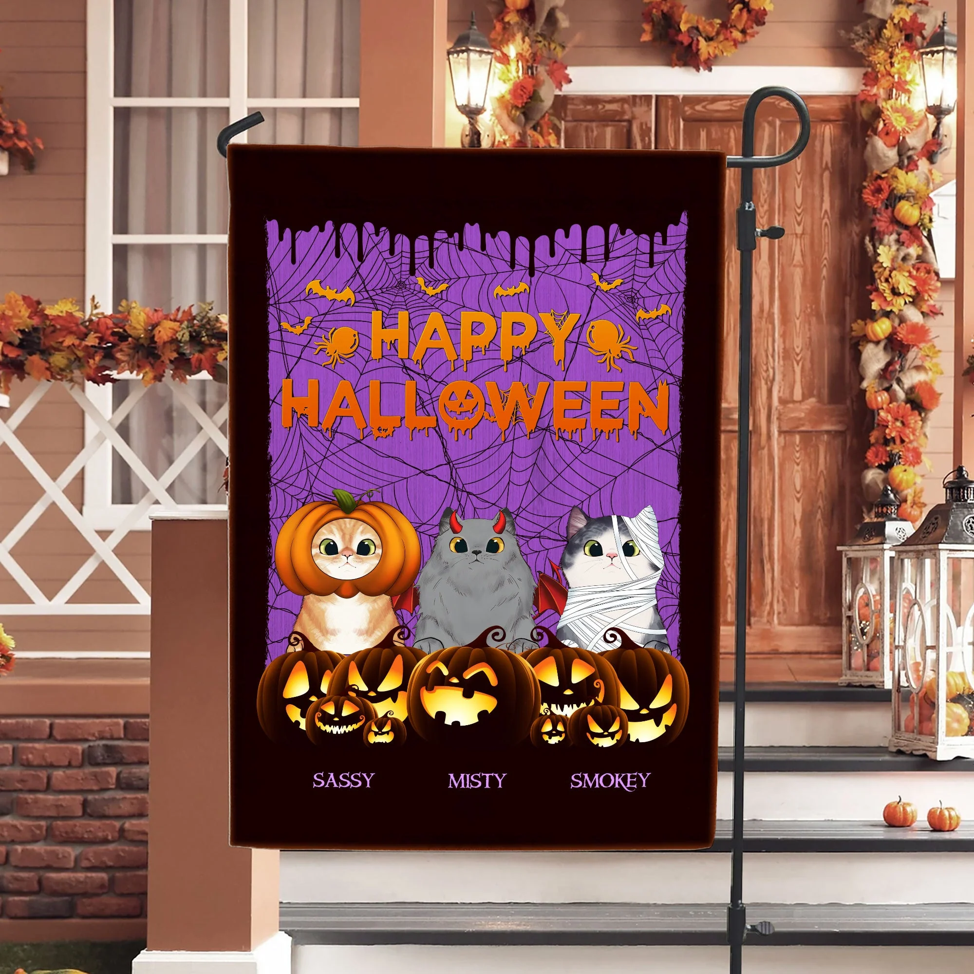 Happy Halloween - Personalized Flag - Halloween Gift For Cat Lover, Cat Mom, Cat House - Image 3