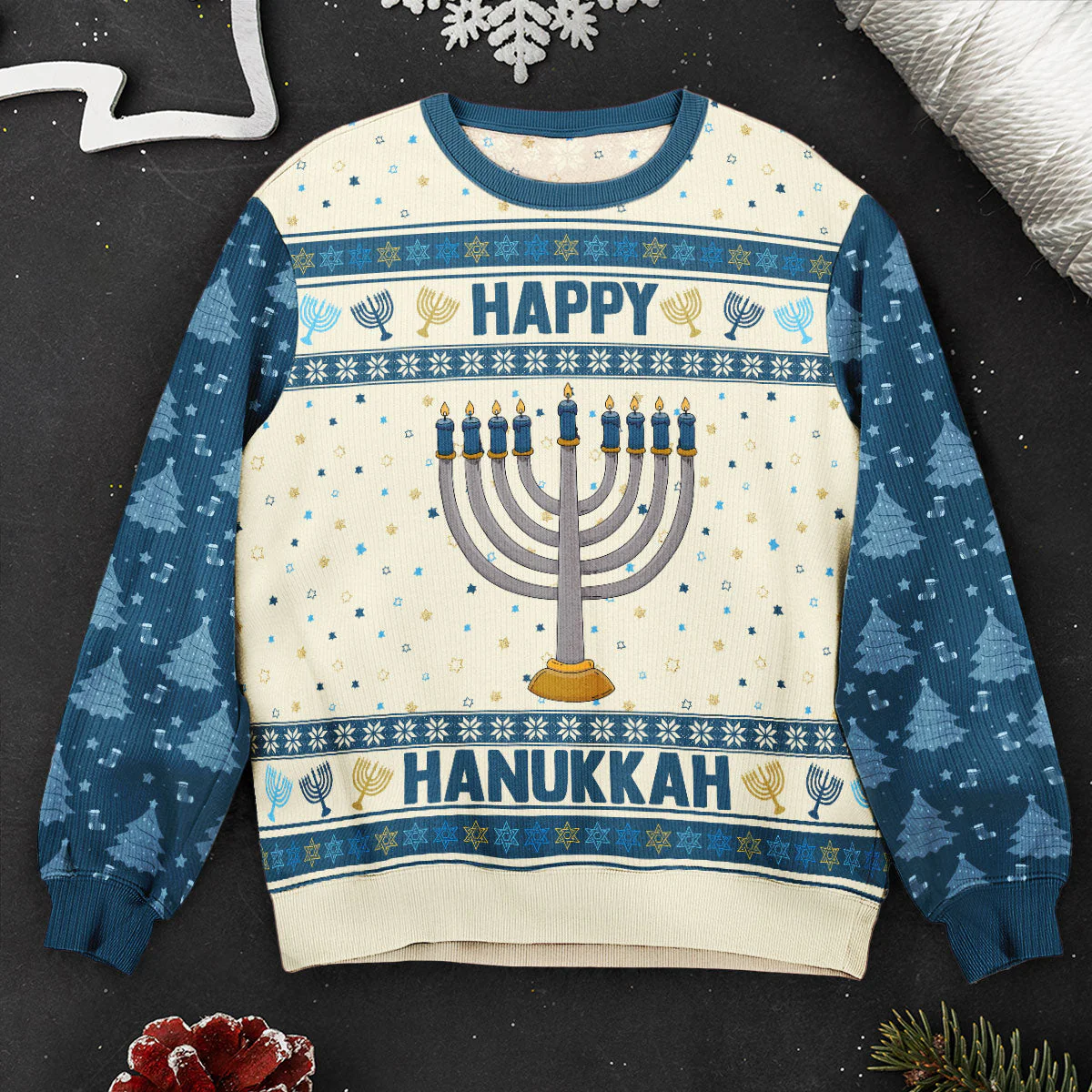 Happy Hannukah - Personalized Ugly Sweater - Image 2