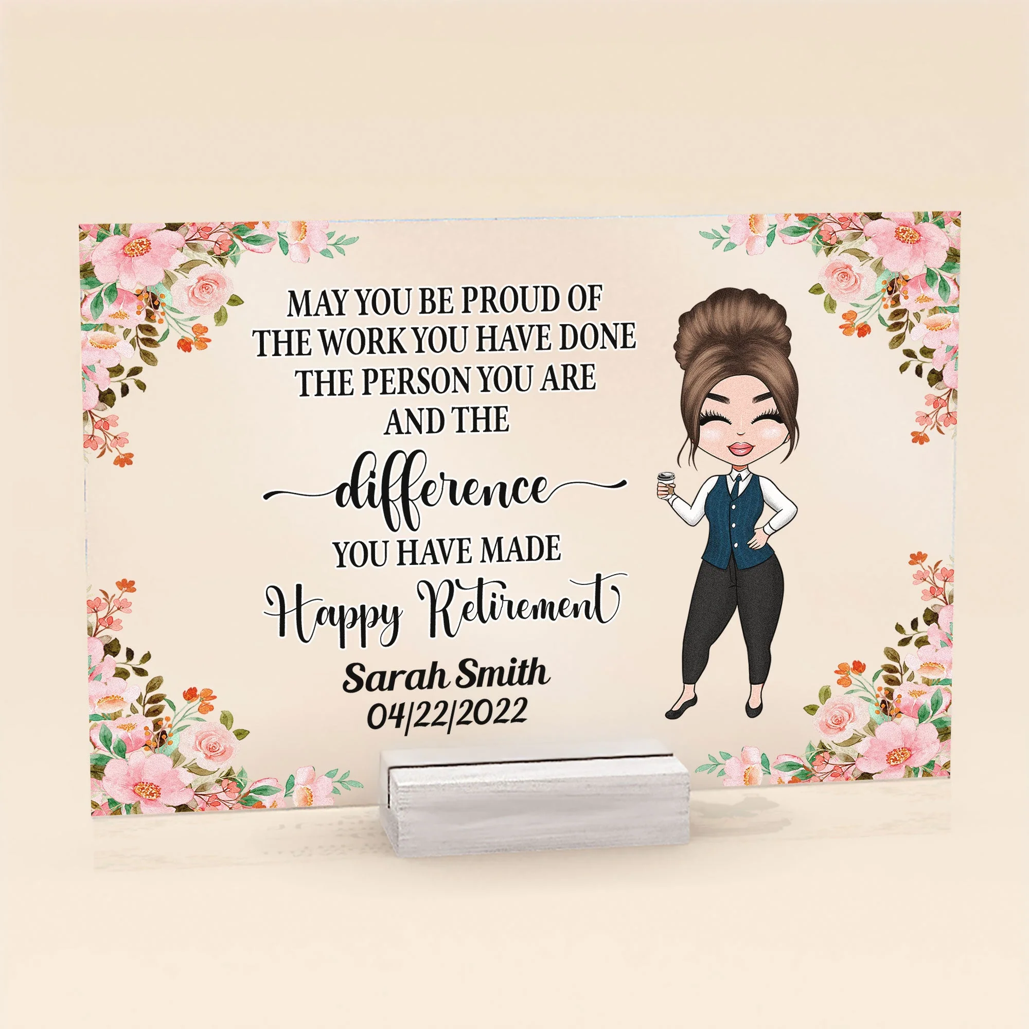Happy Retirement - Personalized Acrylic Plaque - Retirement Gift For Boss, Colleagues, Coworker, Teacher, Friends