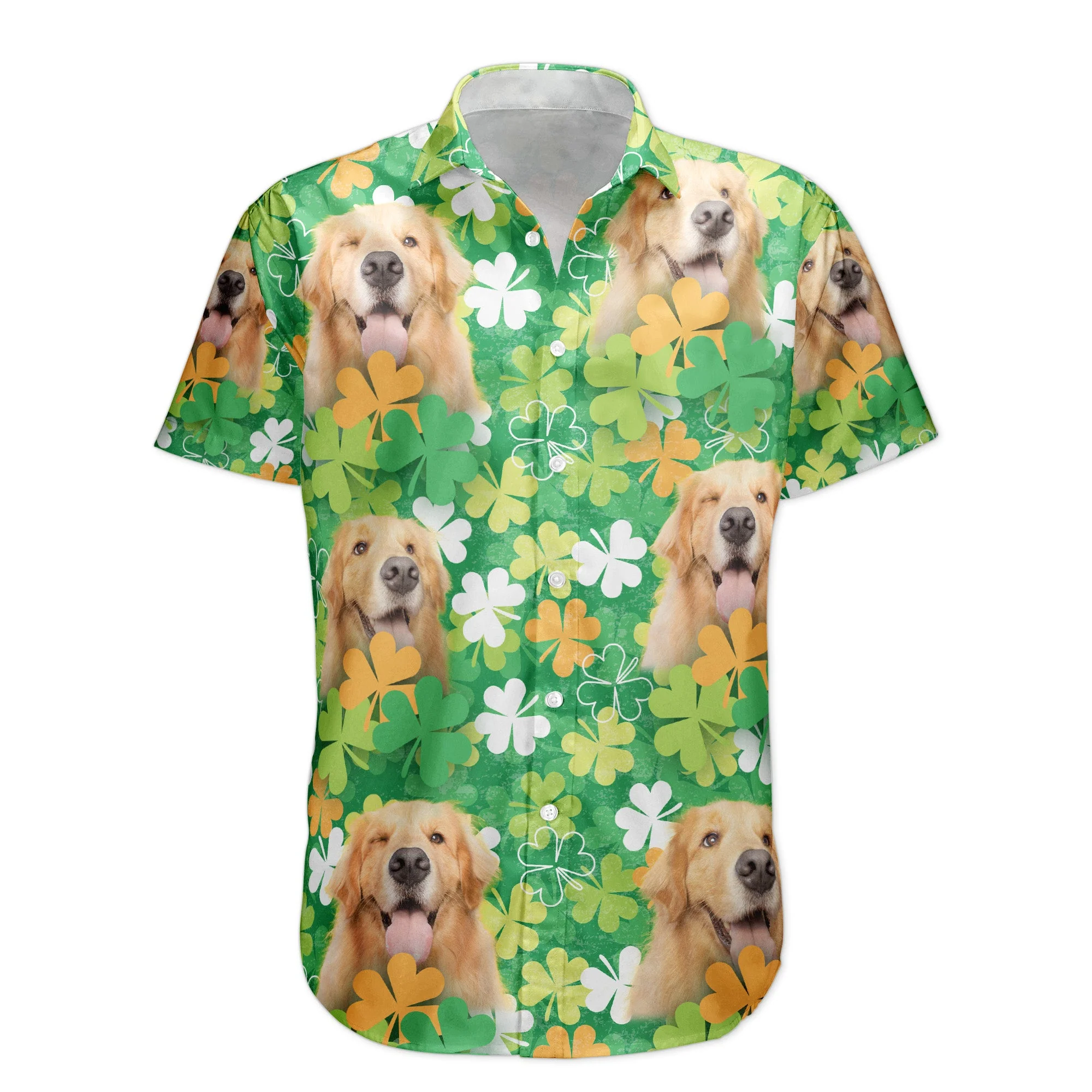 Happy St Patrick Day Together With Pet Photo - Custom Photo Hawaiian Shirts - Image 6