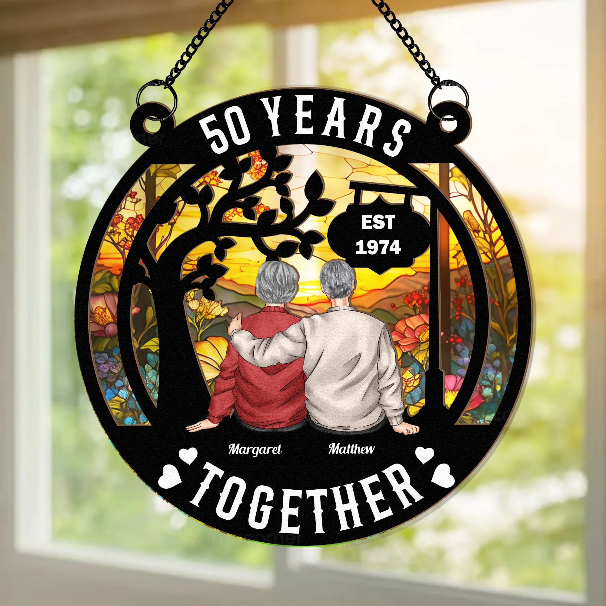 Happy Years Together - Personalized Window Hanging Suncatcher Ornament - Image 2