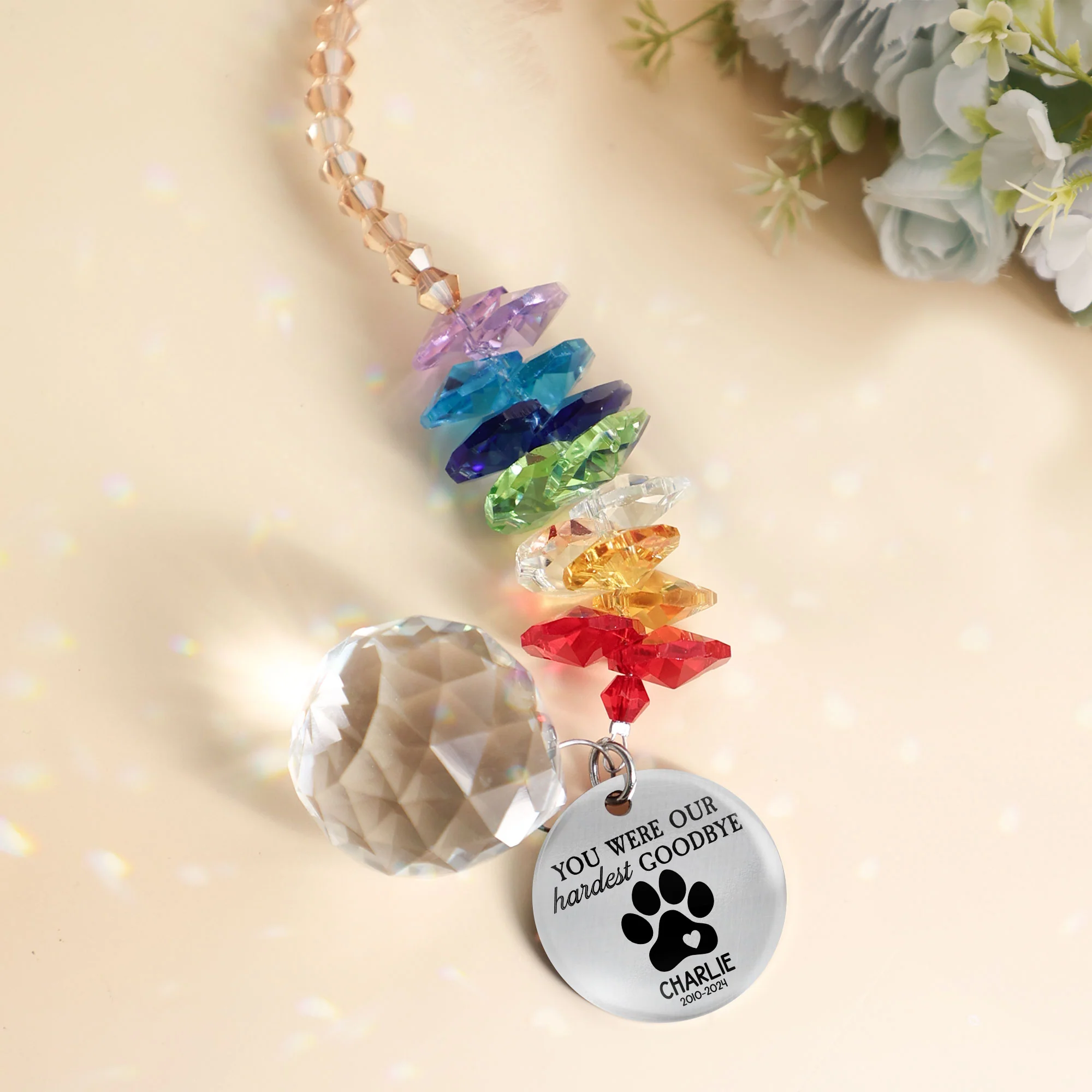 Hardest Goodbye - Personalized Ball Prism Suncatcher - Image 2