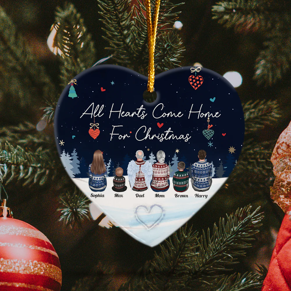 Hearts Come Home - Personalized Heart Shaped Ceramic Ornament - Image 3