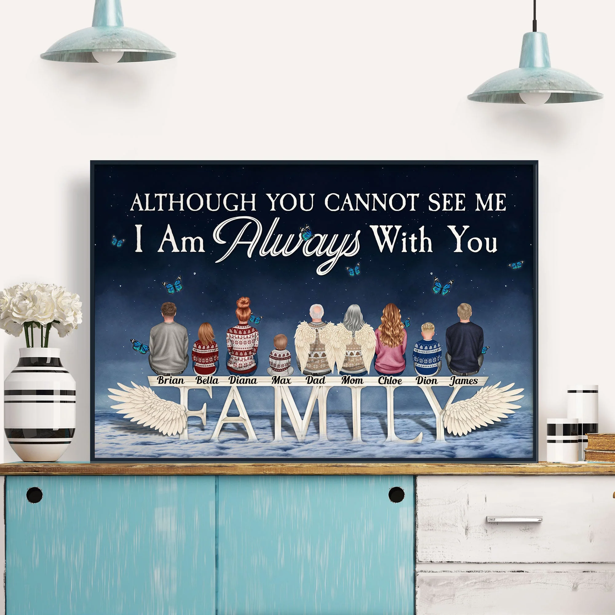 Heaven In Our Home - Personalized Poster/Wrapped Canvas - Memorial Gift For Family Members, Mom, Dad, Siblings - Image 3