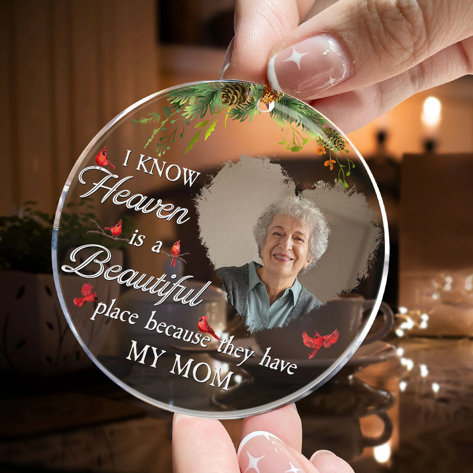 Heaven Is A Beautiful Place - Personalized Acrylic Photo Ornament - Image 5
