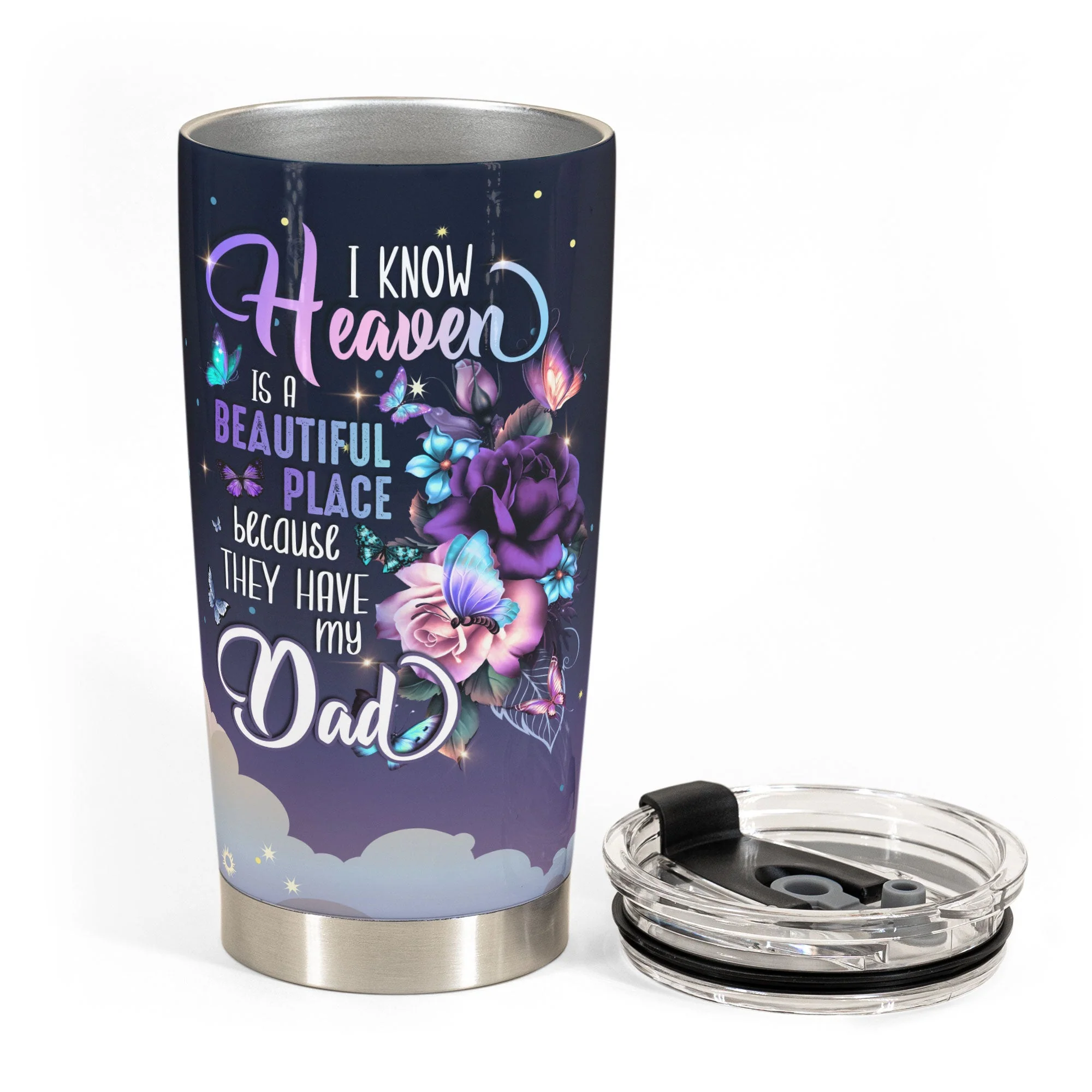 Heaven Is A Beautiful Place - Personalized Tumbler Cup - Memorial Gift For Family Members - Image 3
