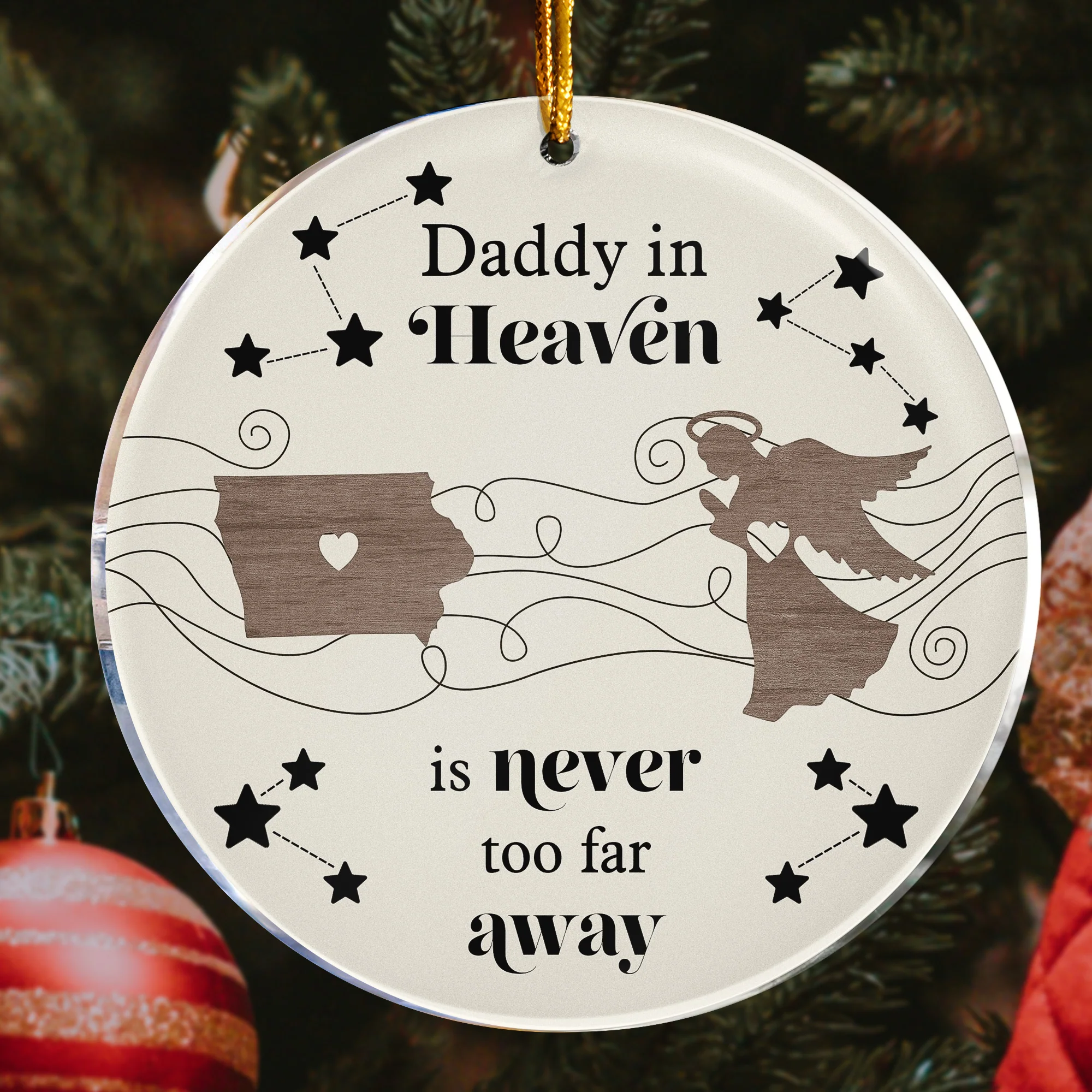Heaven Isn't Too Far Away - Personalized Acrylic Ornament - Image 6
