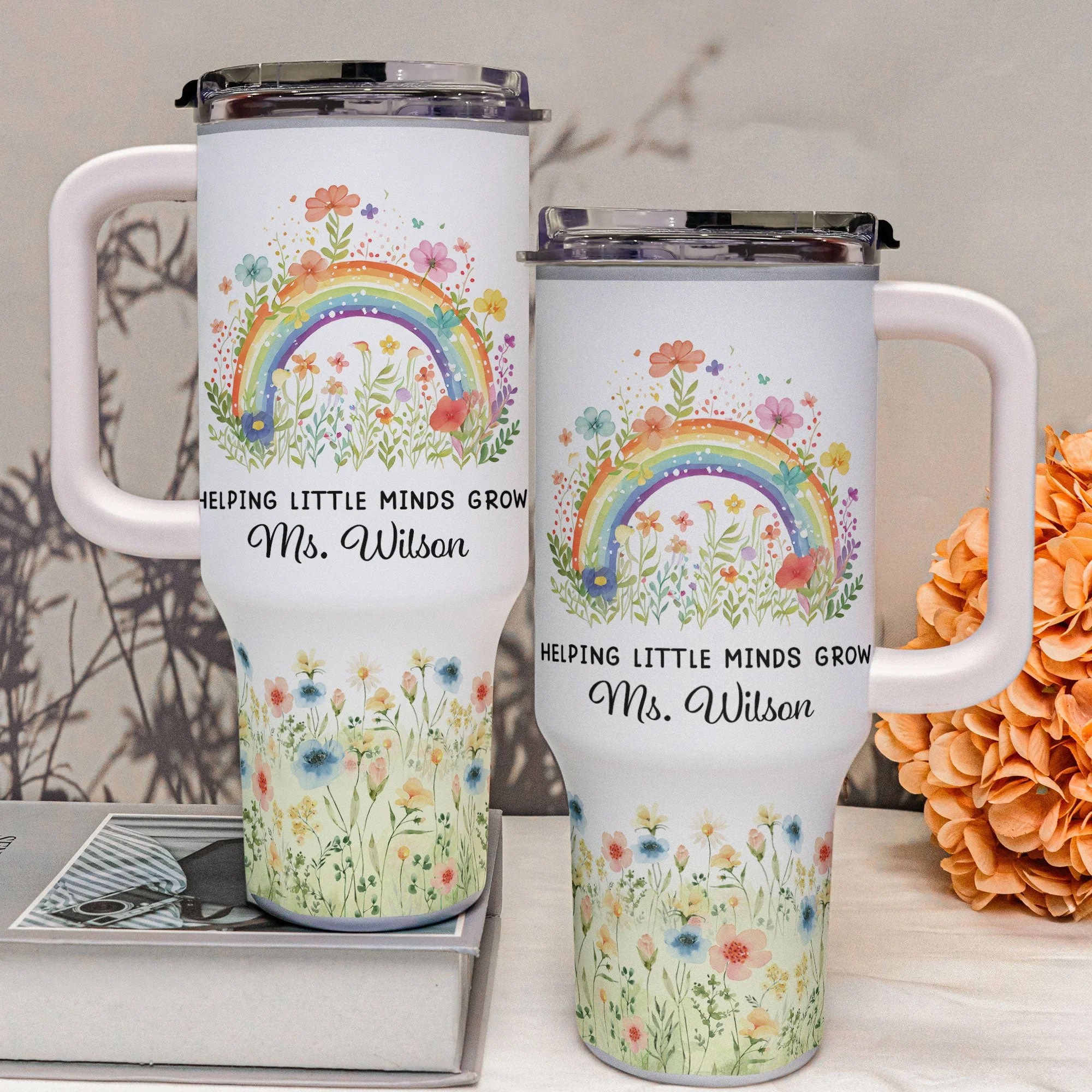 Helping Little Minds Grow - Personalized 40oz Tumbler With Straw - Image 3