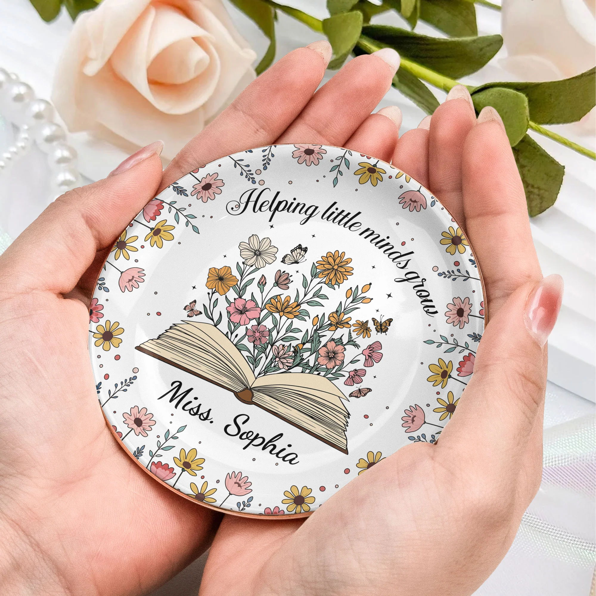 Helping Little Minds Grow Teacher Appreciation Gift - Personalized Jewelry Dish - Image 4