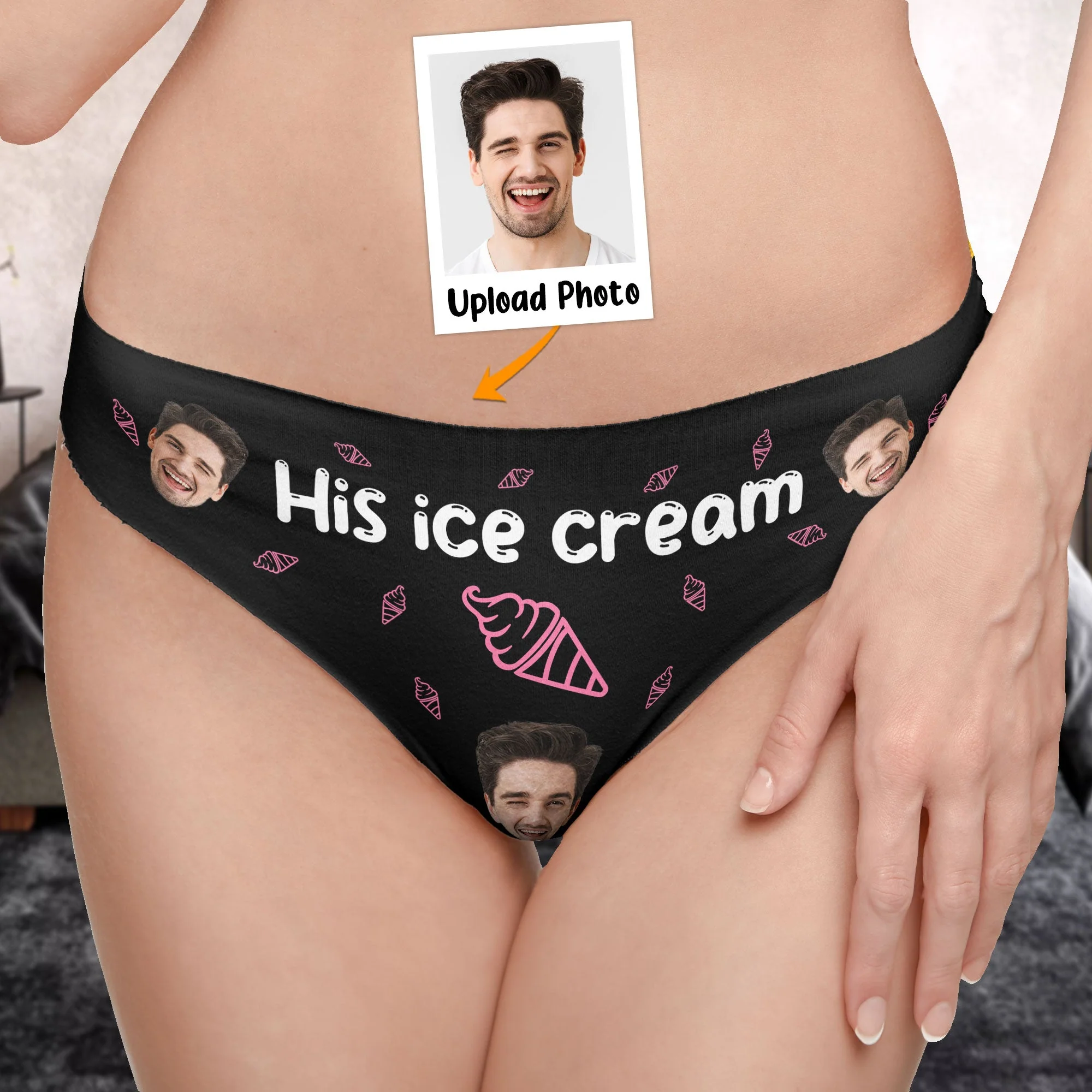 Her Lollipop-His Ice Cream - Personalized Photo Couple Matching Underwear - Image 4