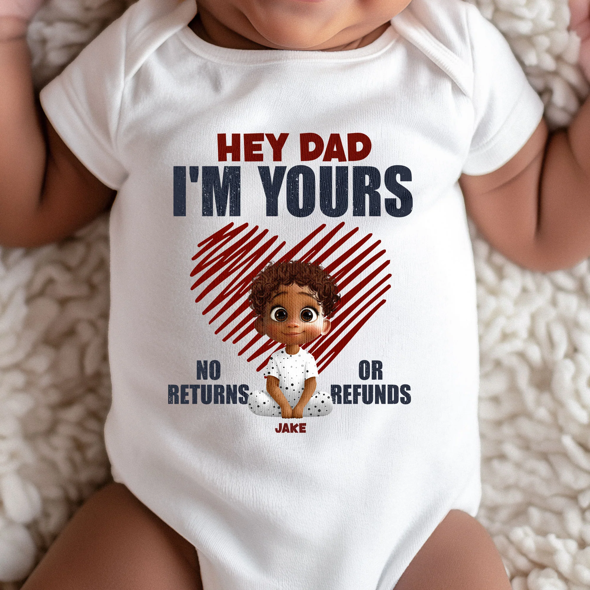 Hey I'm Yours No Returns Or Refunds - Personalized Baby Bodysuit - Image 3