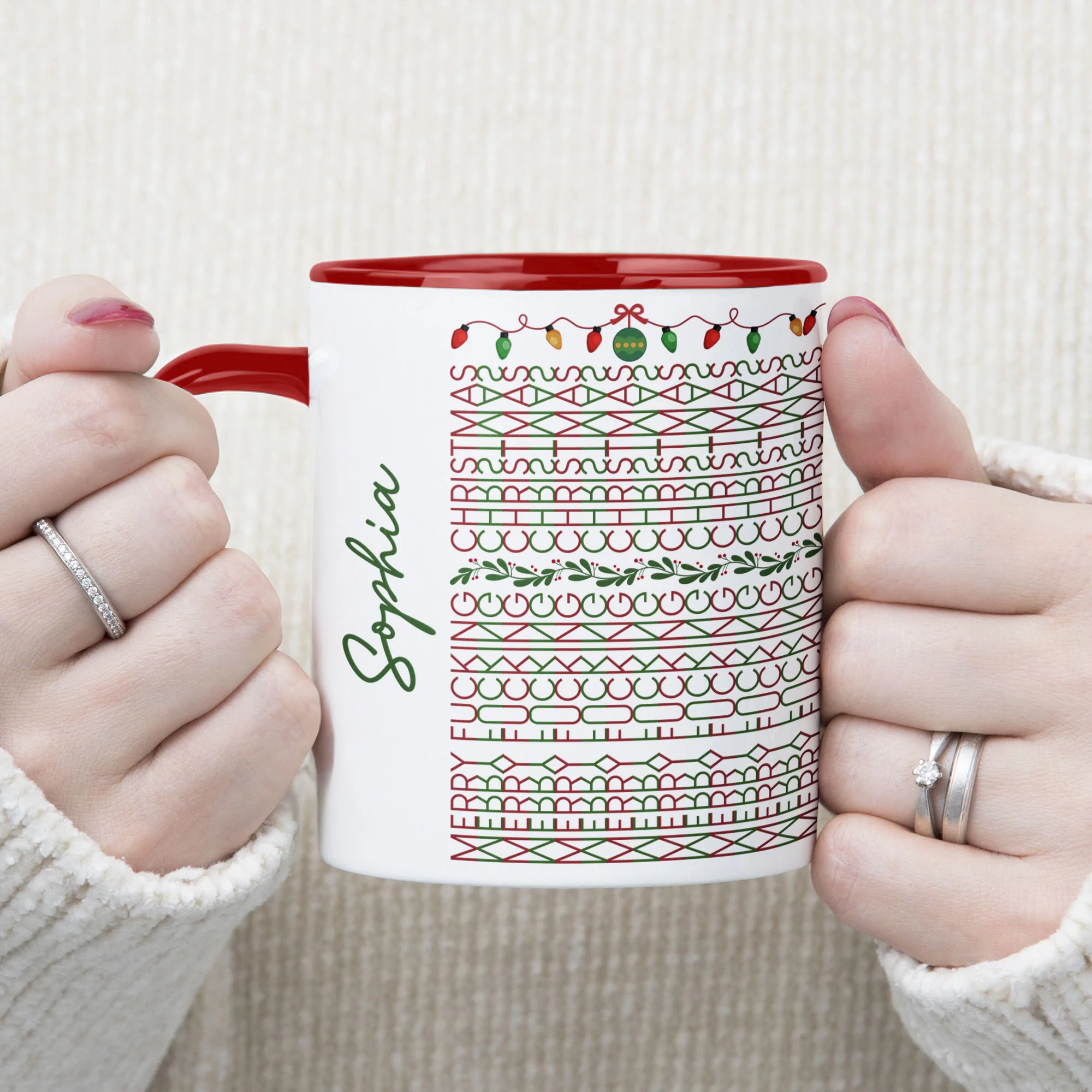 Hidden Swear Words Naughty Christmas For Coworkers, Boss, Friends - Personalized Accent Mug