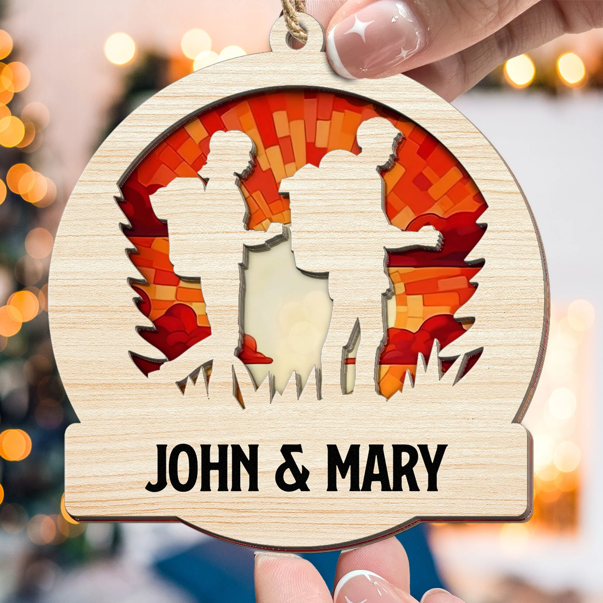 Hiking Couple Best Gifts For Hikers - Personalized Suncatcher Ornament - Image 2