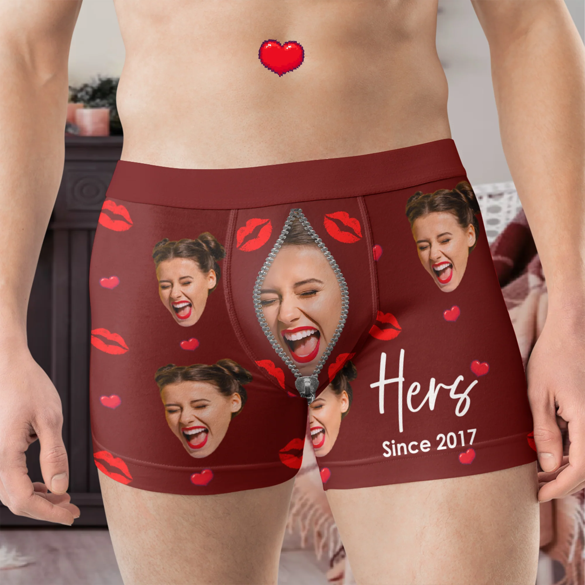 His Her Since Couples Anniversary Valentines - Personalized Photo Couple Matching Underwear - Image 4
