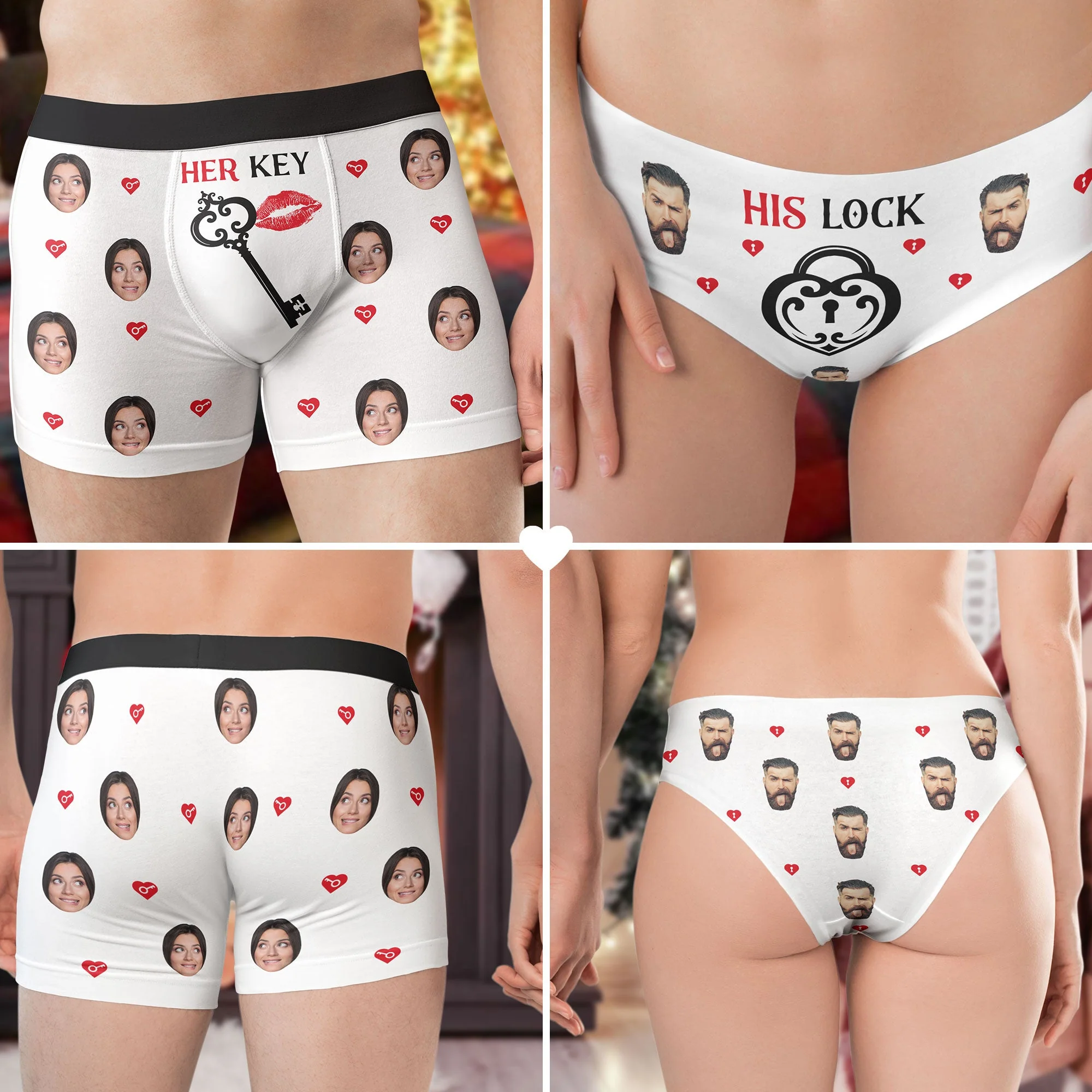 His Lock Her Key - Personalized Photo Couple Matching Underwear - Image 2