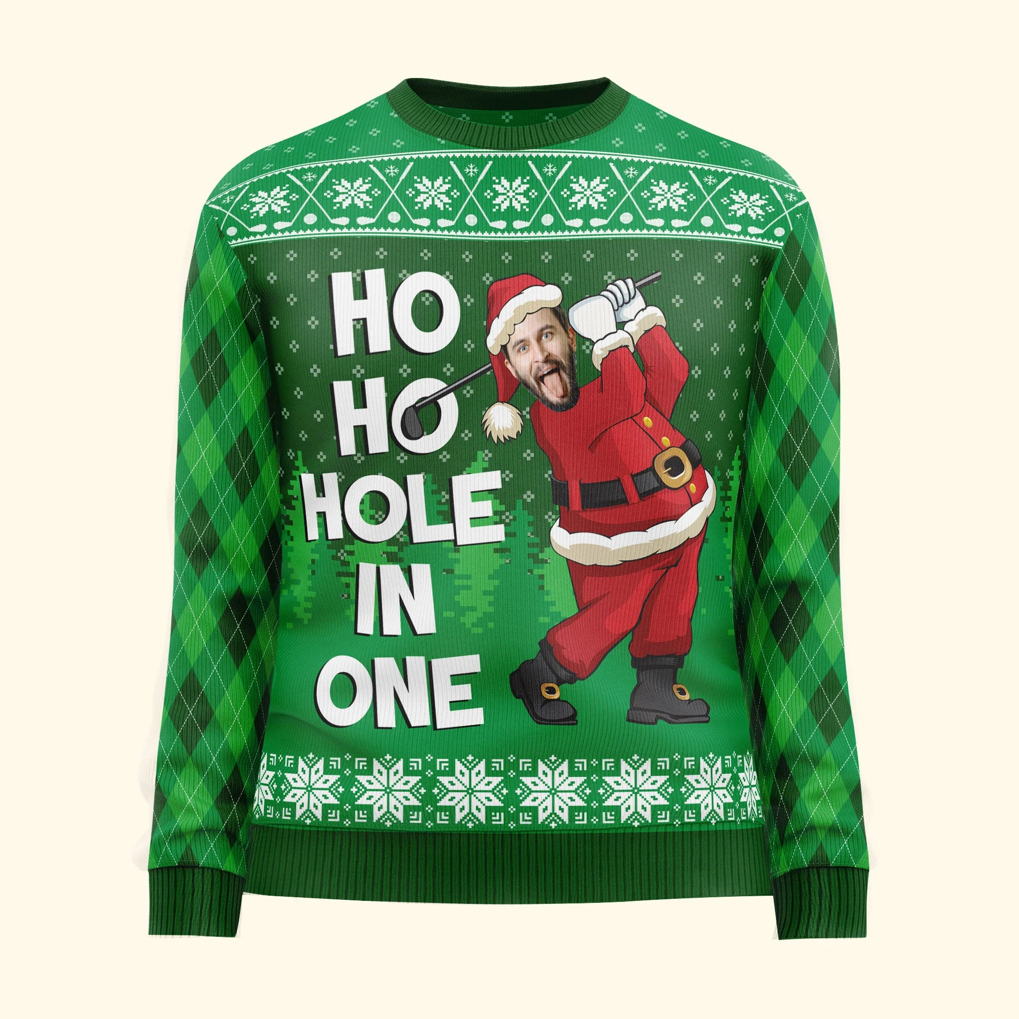 Ho Ho Hole In One - Personalized Photo Ugly Sweater - Image 4