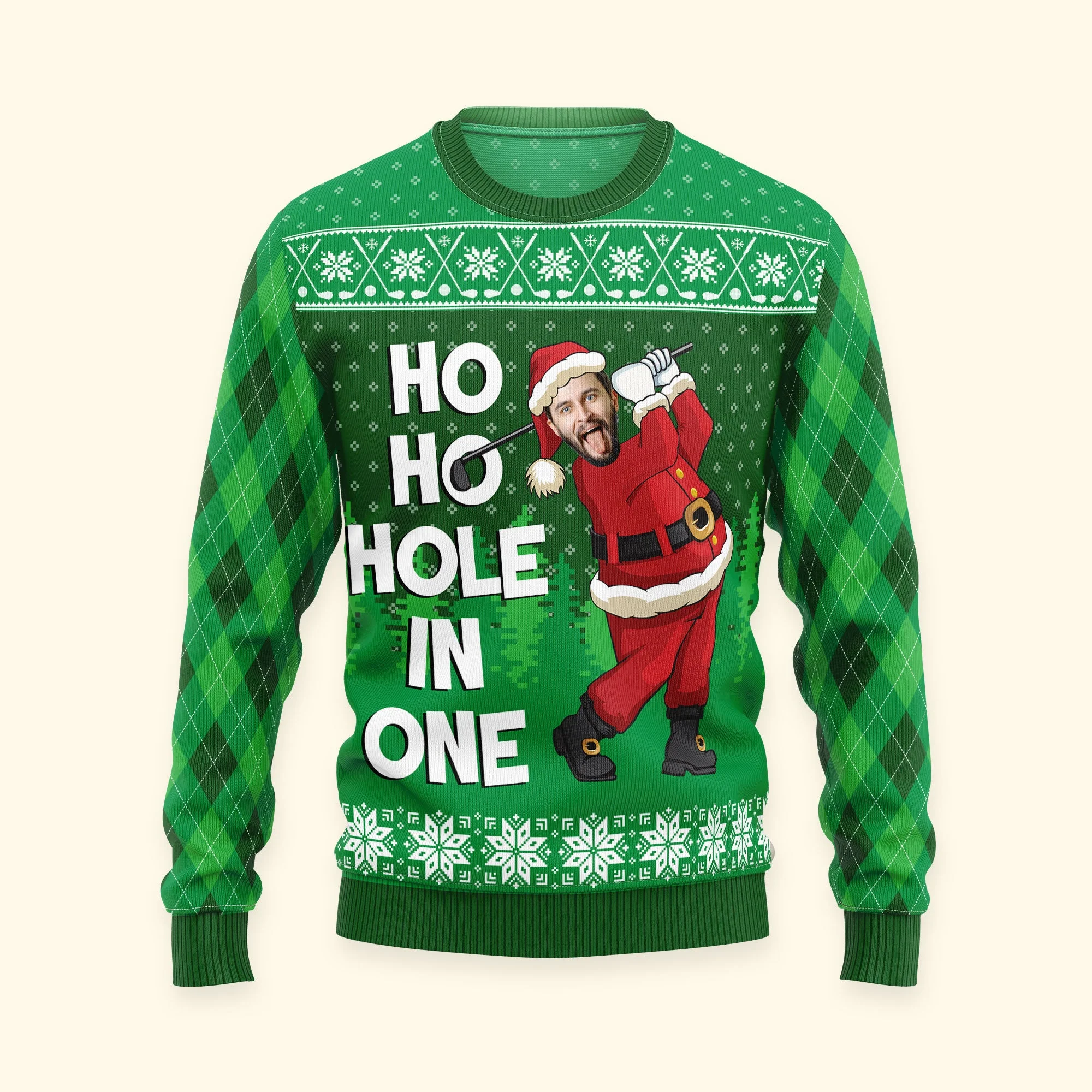 Ho Ho Hole In One - Personalized Photo Ugly Sweater - Image 5