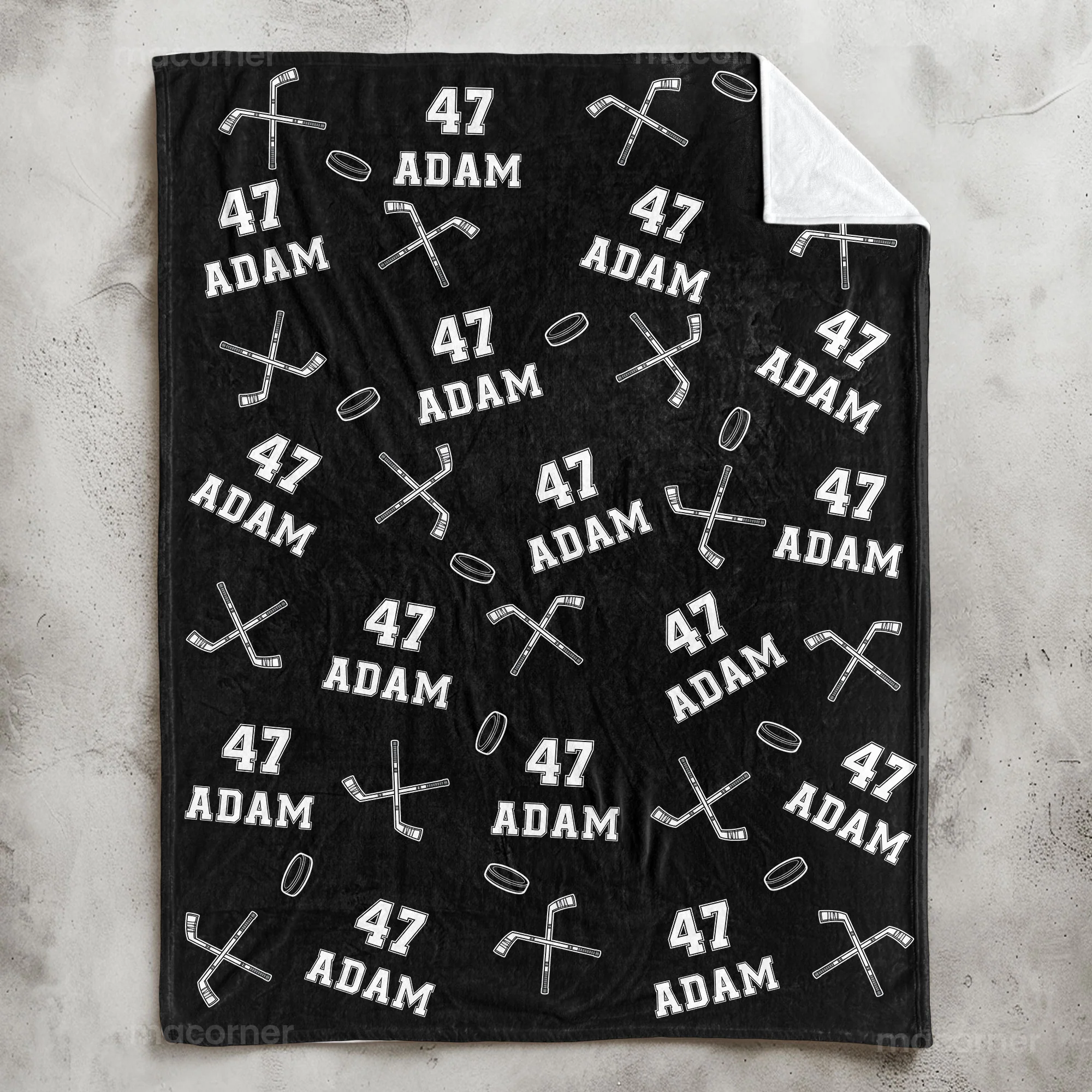Hockey Custom Name, Number - Personalized Blanket - Image 2