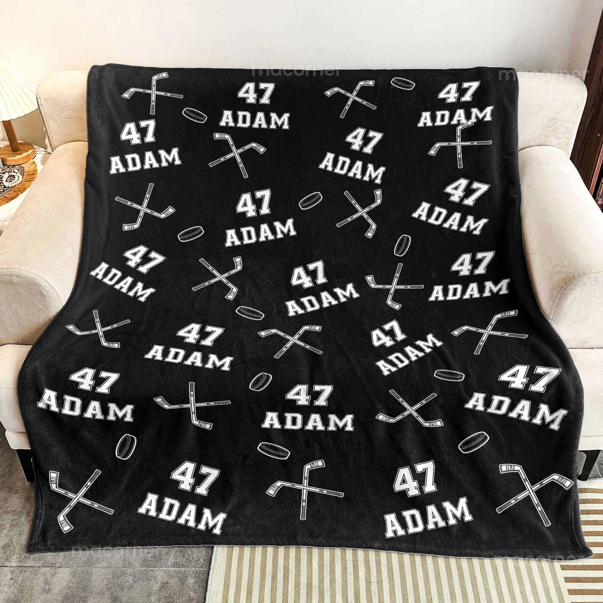 Hockey Custom Name, Number - Personalized Blanket - Image 3