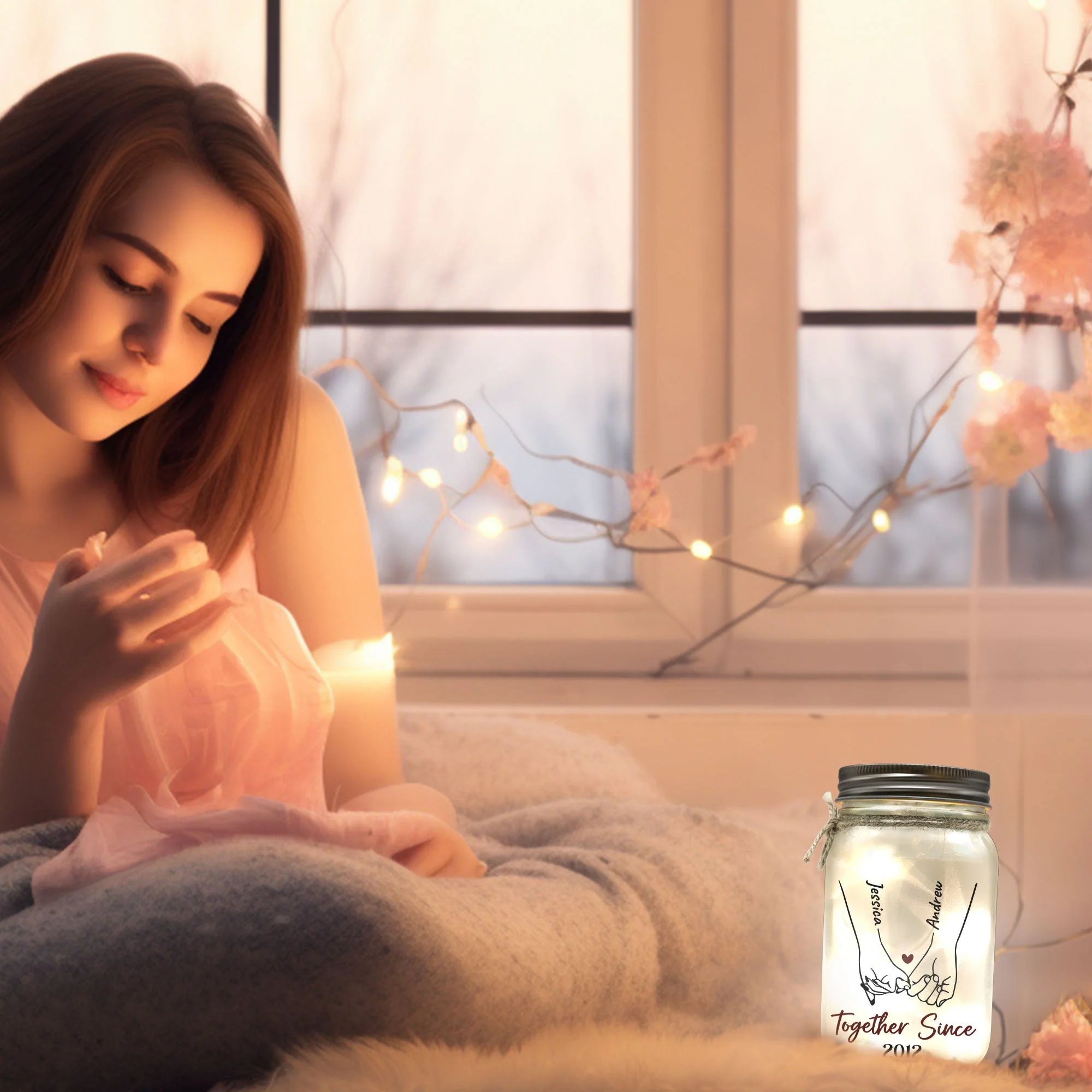 Holding Hand Forever - Personalized Mason Jar Light - Image 7