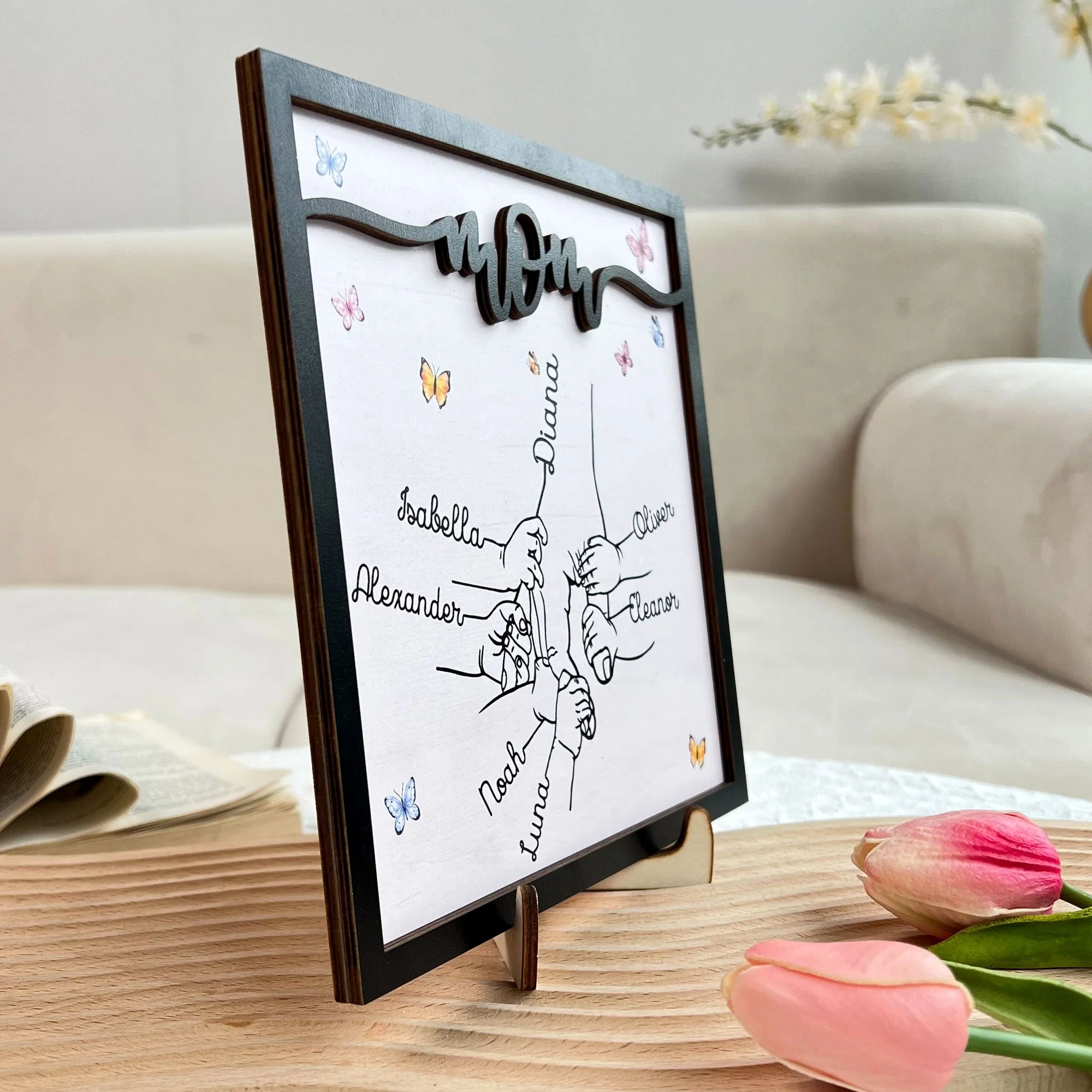 Holding Mom's Hand - Personalized Wooden Plaque - Image 3