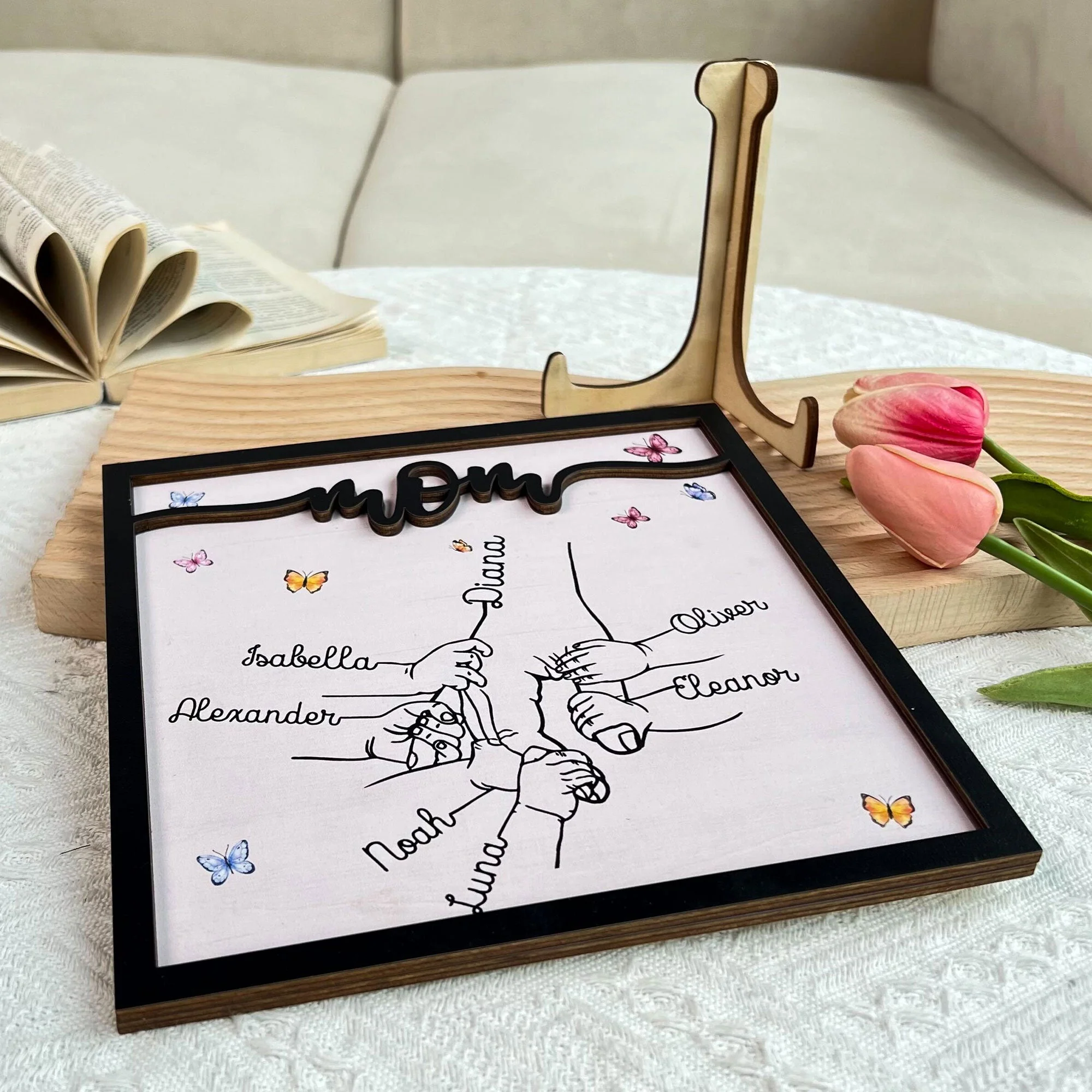 Holding Mom's Hand - Personalized Wooden Plaque - Image 5